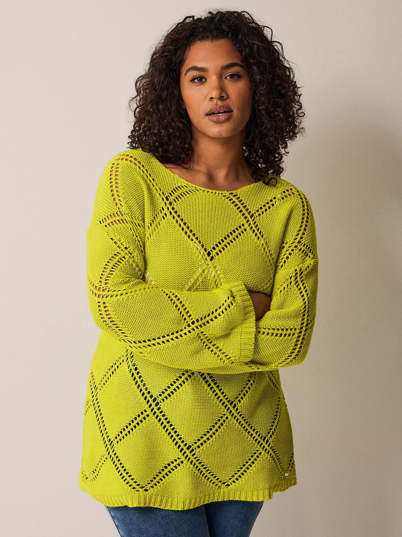 undefined Diamond Pointelle Jumper Chartreuse