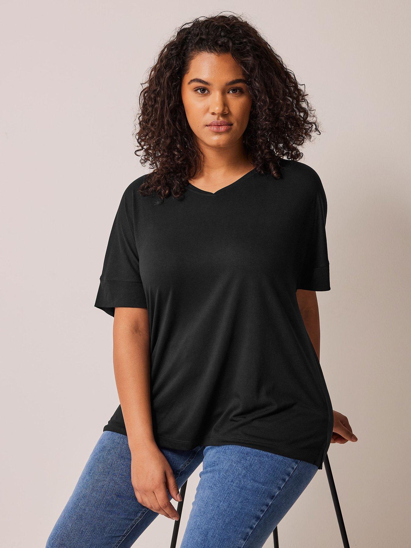 undefined V Neck Modal T-shirt Black