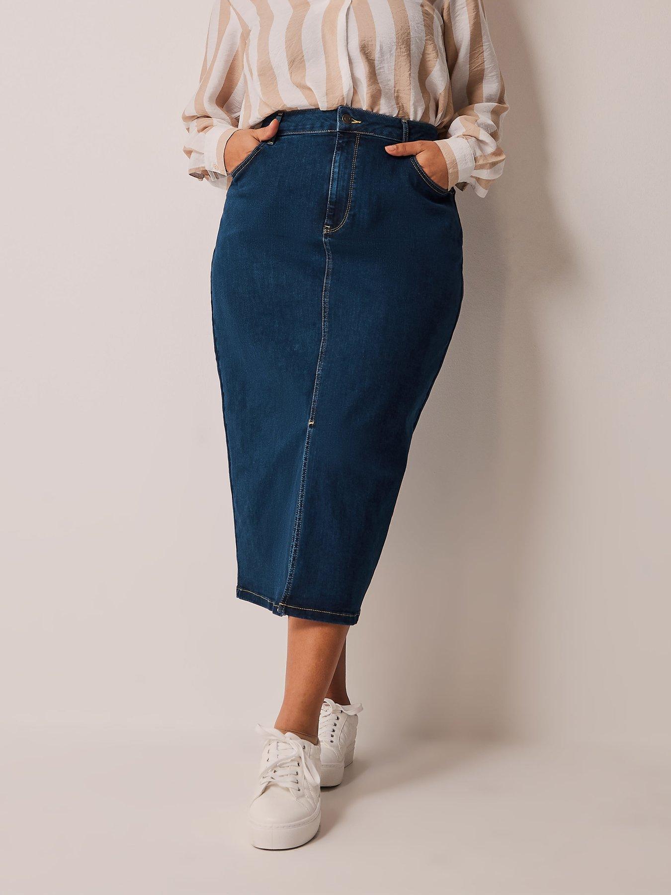Mint velvet indigo denim pencil skirt hotsell