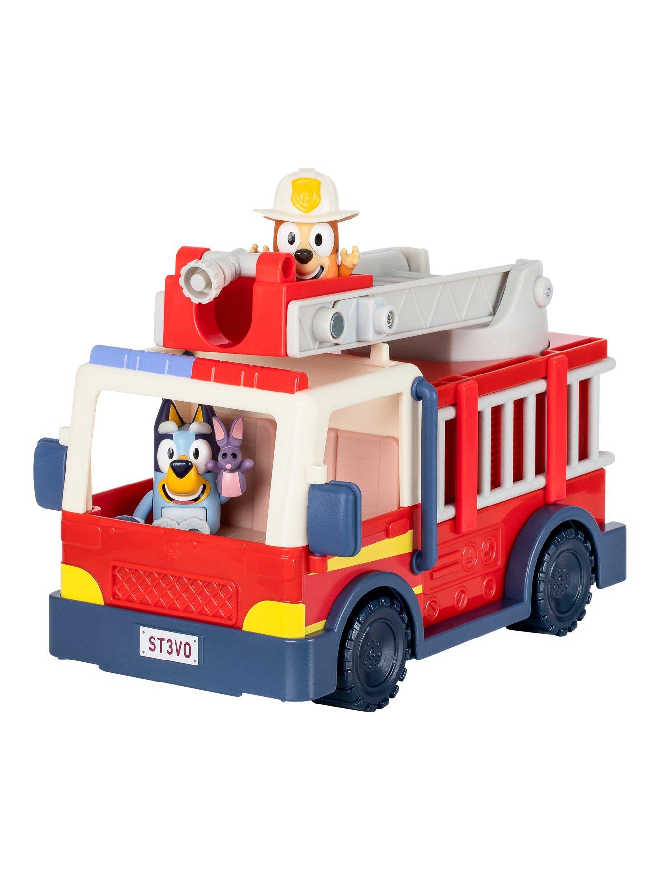Image 2 of 8 of Bluey Firetruck incl Bob Bilby,  and Firefighter Bingo Raise Ladder &amp; Spin, Retractable Hose, Bingo fits on top of Ladder, Inc Sticker Sheet