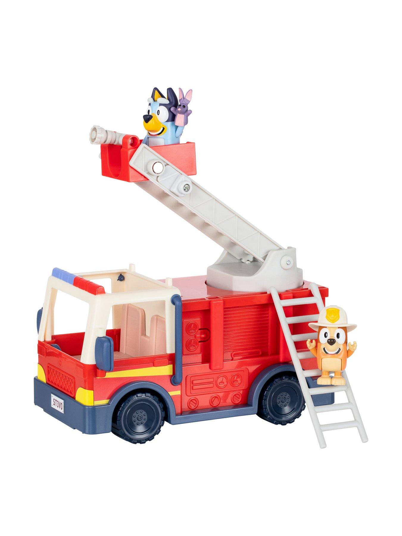 Image 4 of 8 of Bluey Firetruck incl Bob Bilby,  and Firefighter Bingo Raise Ladder &amp; Spin, Retractable Hose, Bingo fits on top of Ladder, Inc Sticker Sheet