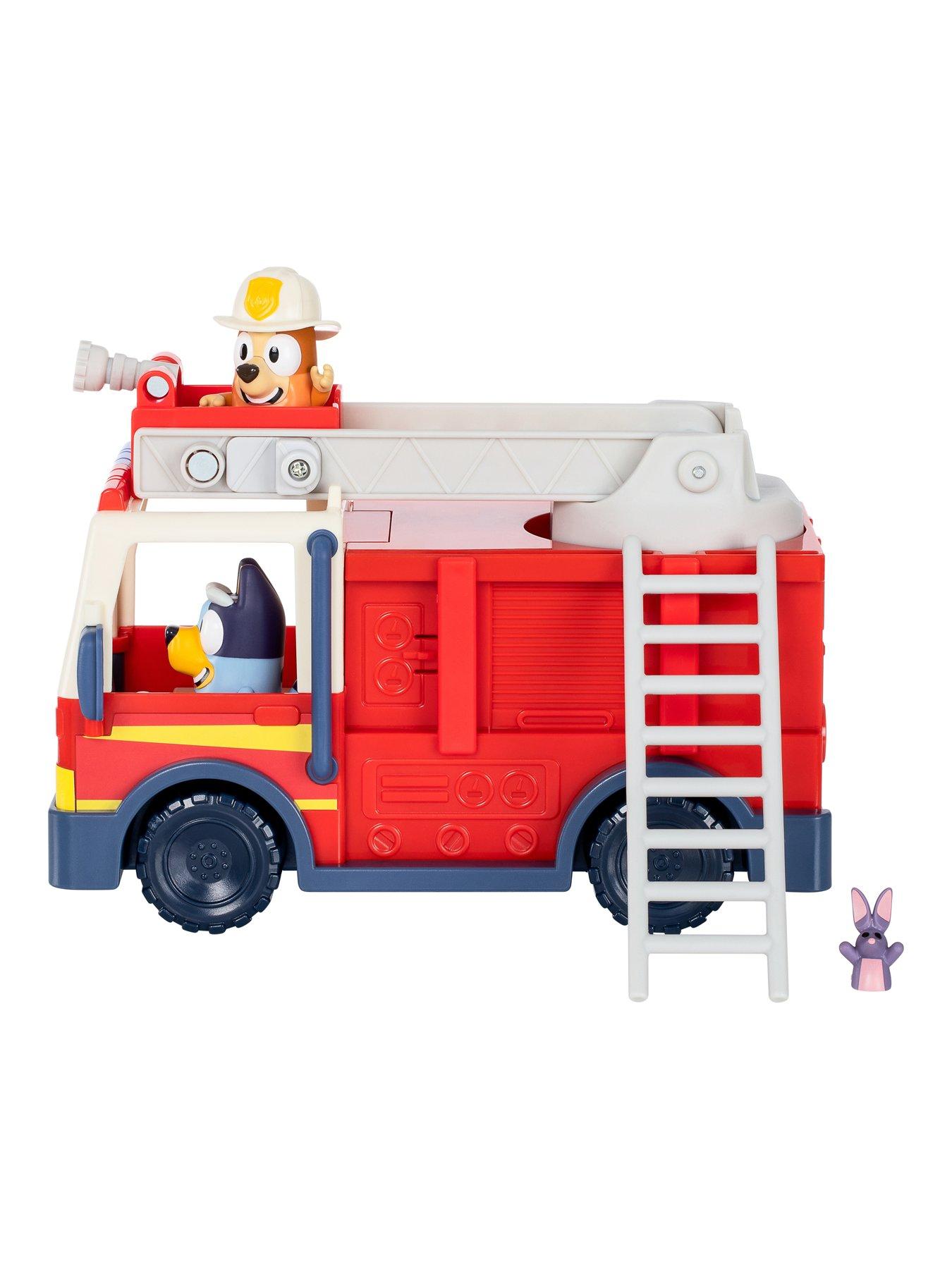 Image 5 of 8 of Bluey Firetruck incl Bob Bilby,  and Firefighter Bingo Raise Ladder &amp; Spin, Retractable Hose, Bingo fits on top of Ladder, Inc Sticker Sheet