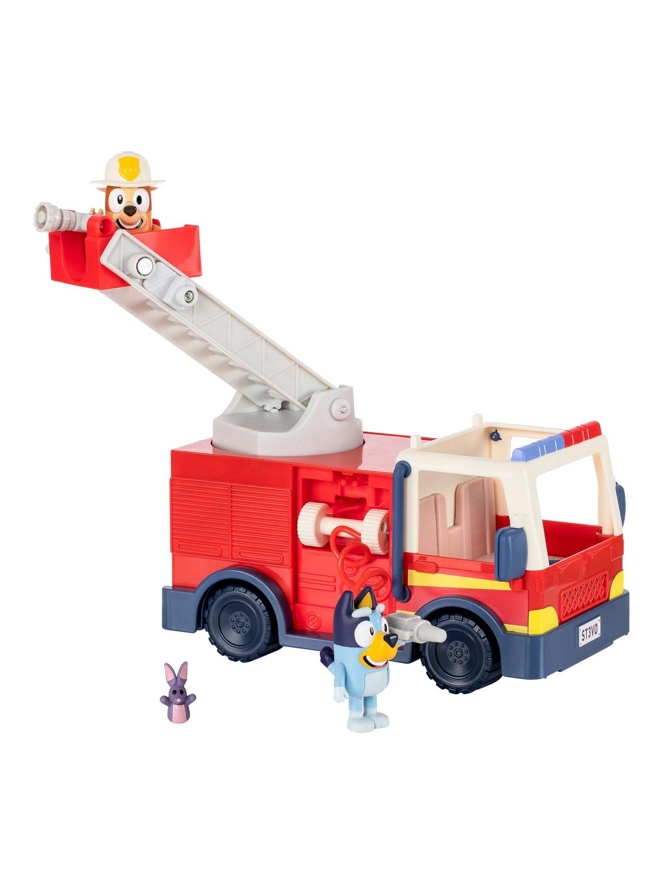 Image 7 of 8 of Bluey Firetruck incl Bob Bilby,  and Firefighter Bingo Raise Ladder &amp; Spin, Retractable Hose, Bingo fits on top of Ladder, Inc Sticker Sheet