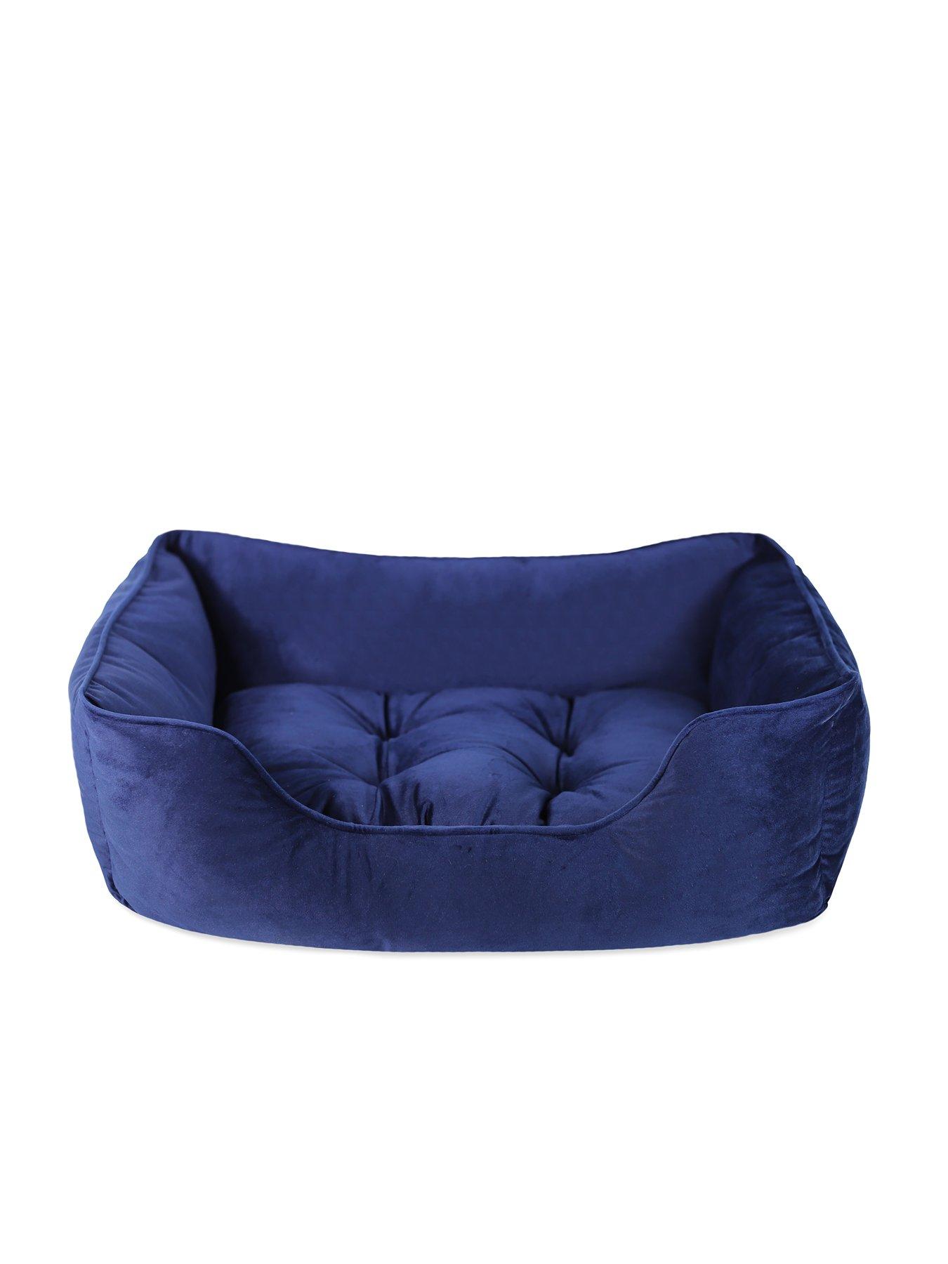 undefined Velvet Square Bed - Navy