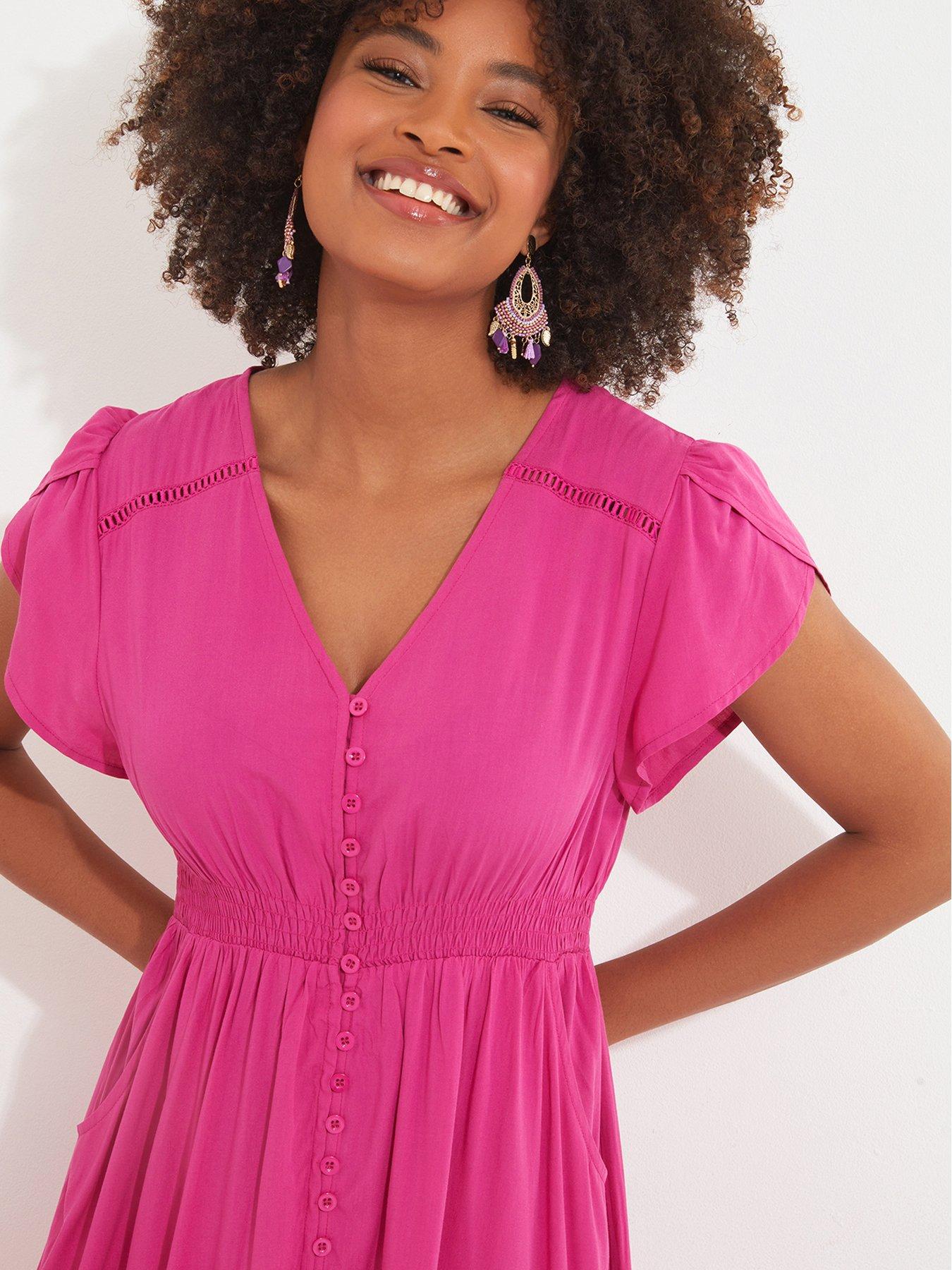 Image 2 of 6 of Joe Browns Button Front Boho Maxi Dress - Pink
