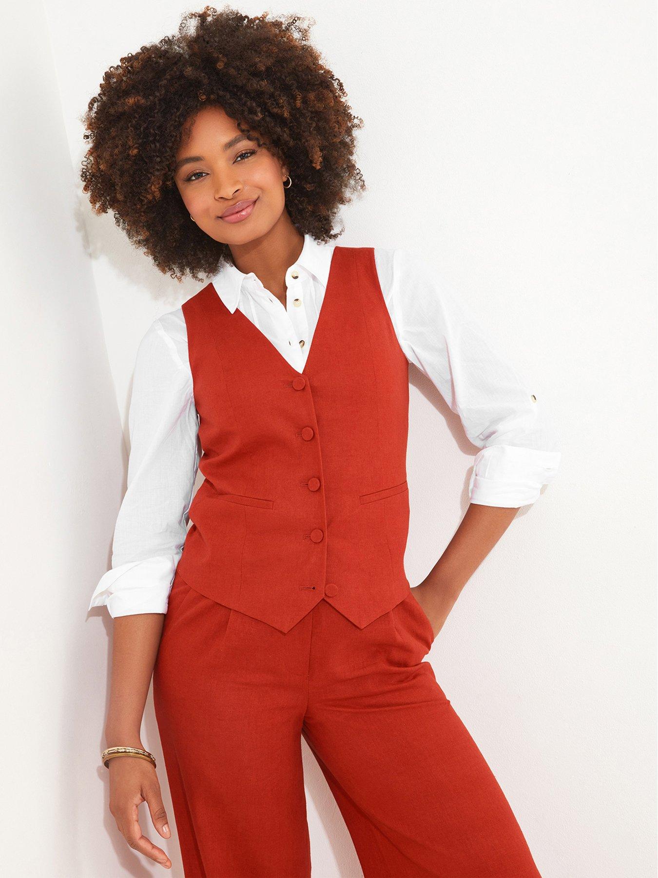 Red waistcoat womens hot sale