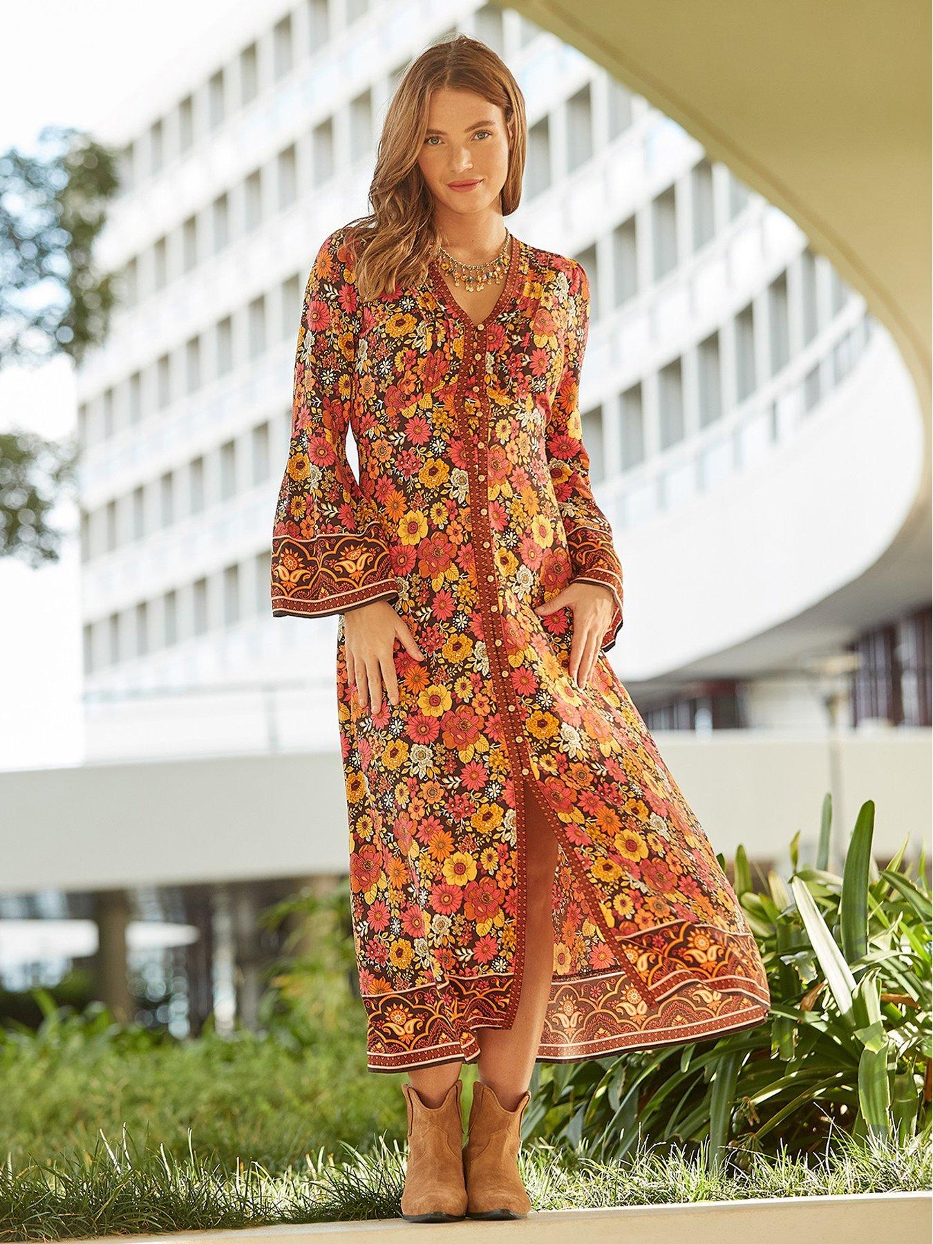 Floral Button Front Maxi Dress Multi