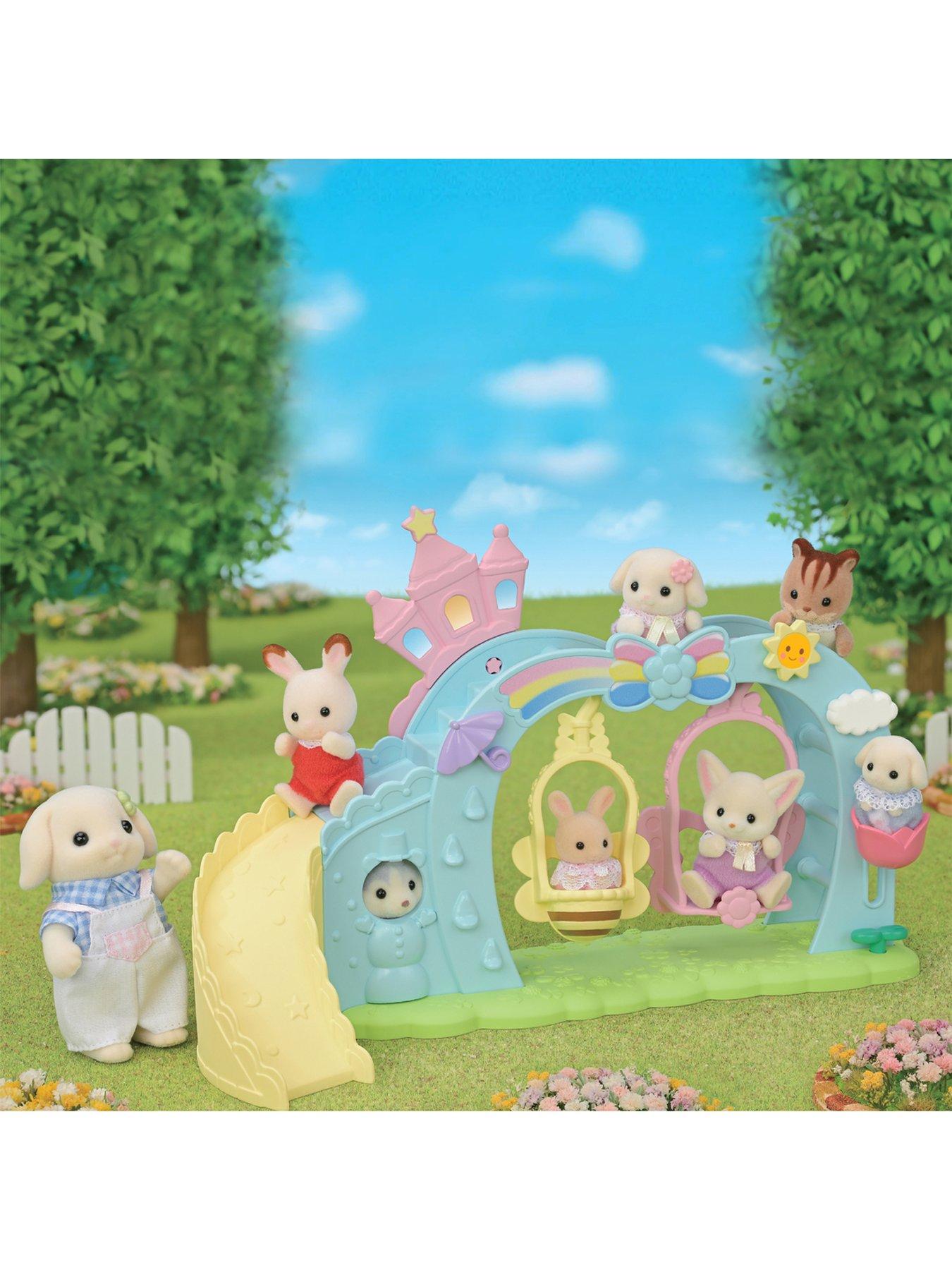  image of sylvanian-families-nursery-swing-with-the-little-milk-rabbit-cradle-baby-figure-isla