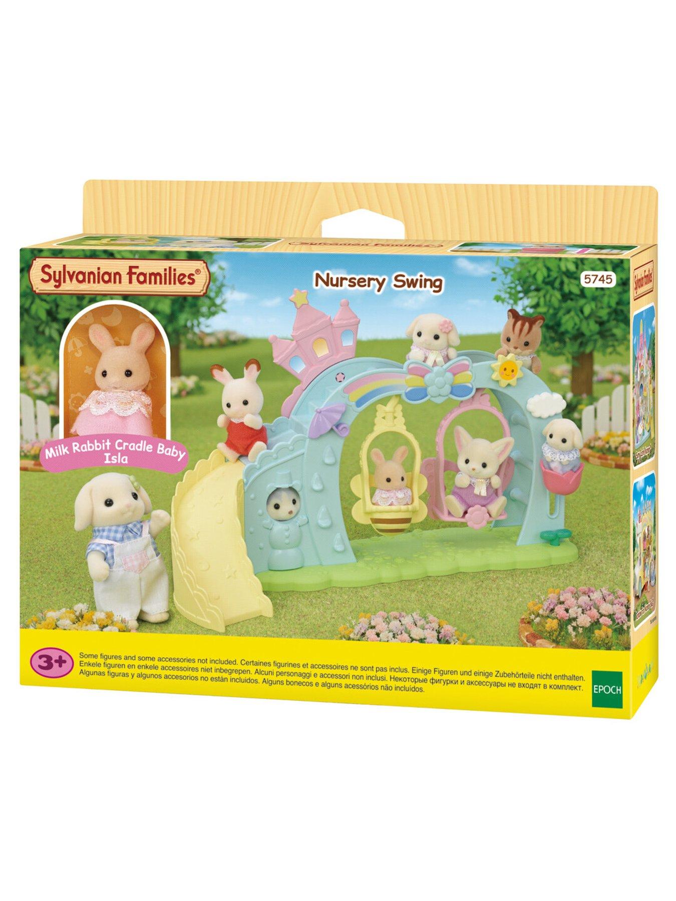  image of sylvanian-families-nursery-swing-with-the-little-milk-rabbit-cradle-baby-figure-isla