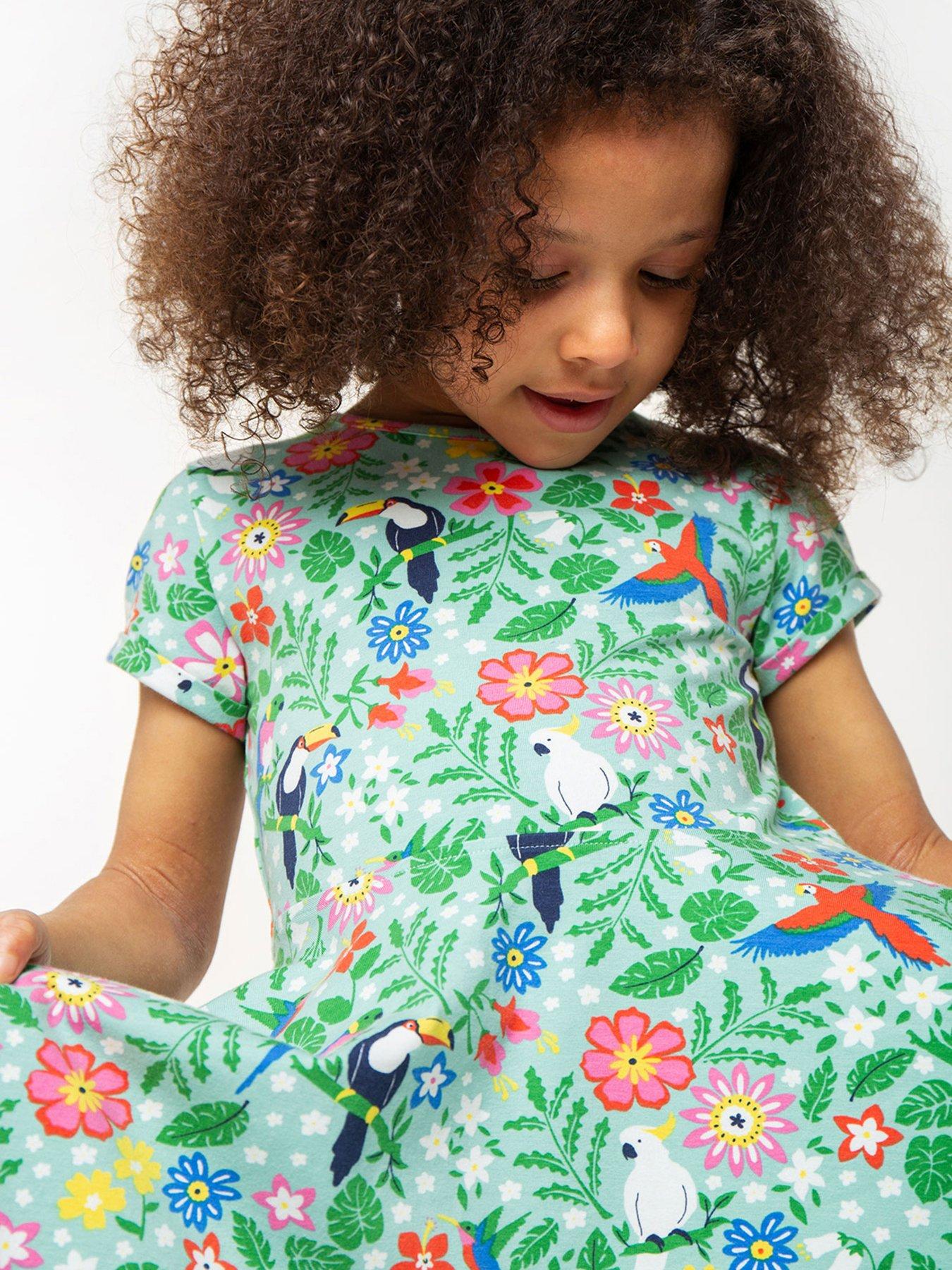 Frugi Girls Tropical Birds Spring Skater Dress | littlewoods.com