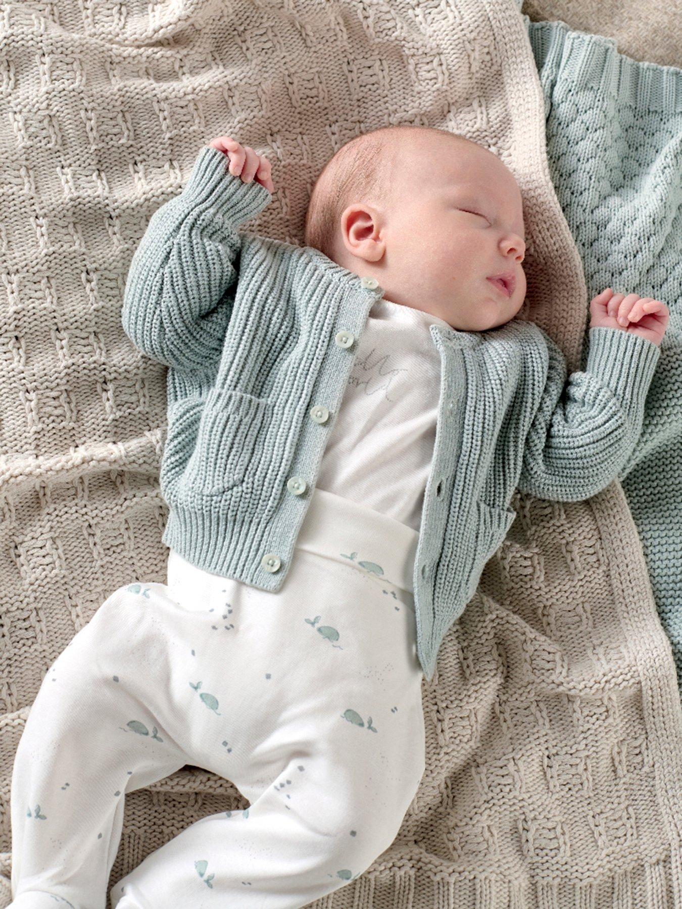 Mamas Papas Baby Boys Cable Knit Cardigan Blue Littlewoods
