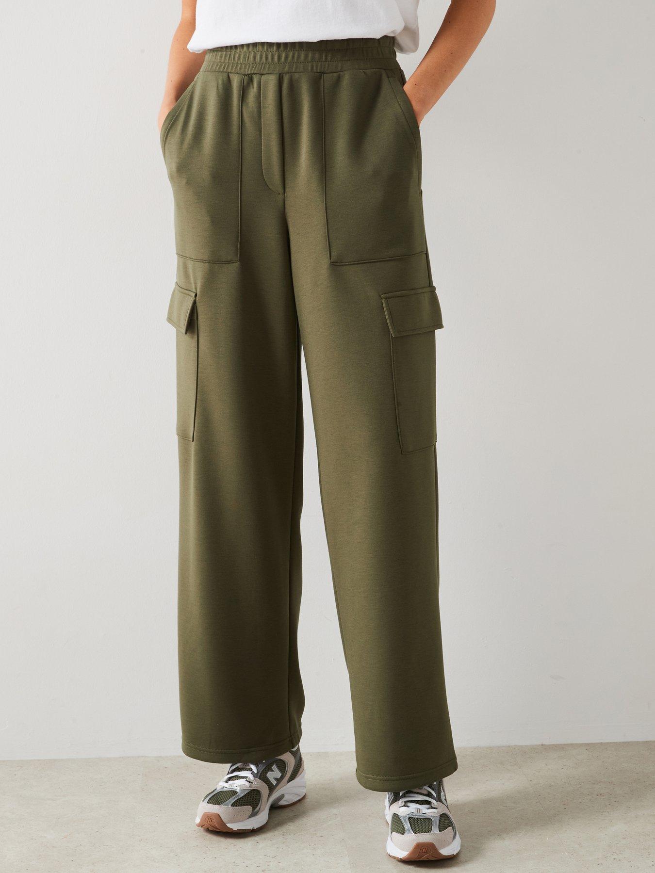 Navy Cotton Cuffed Cargo Trousers