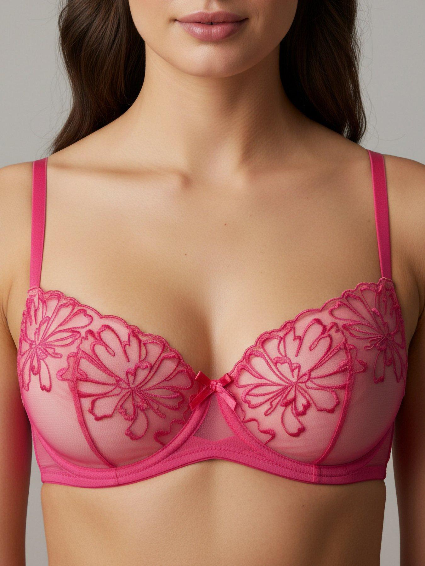 Pretty Polly Peony Emb Non Pad Balconette Bra - Crimson