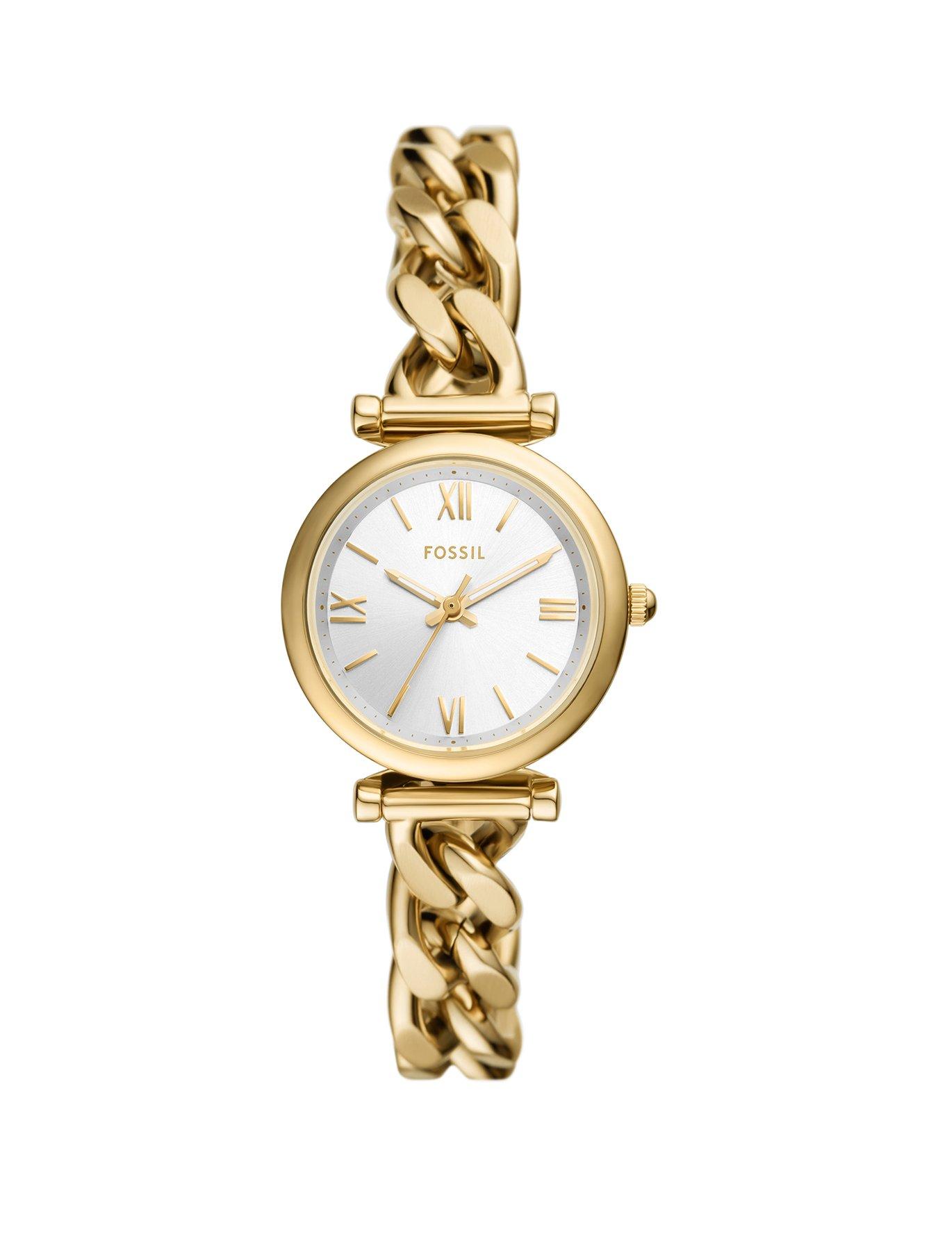  image of fossil-carlie-3-hand-gold-tone-stainless-steel-watch