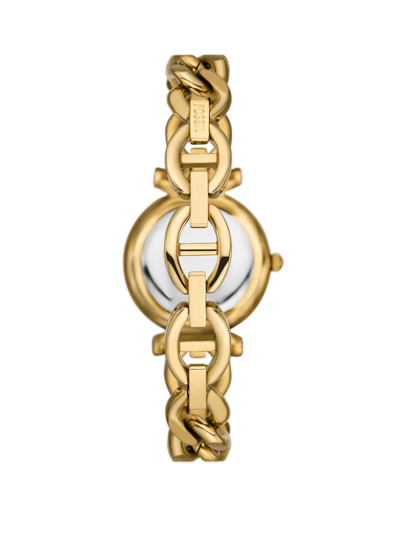  image of fossil-carlie-3-hand-gold-tone-stainless-steel-watch