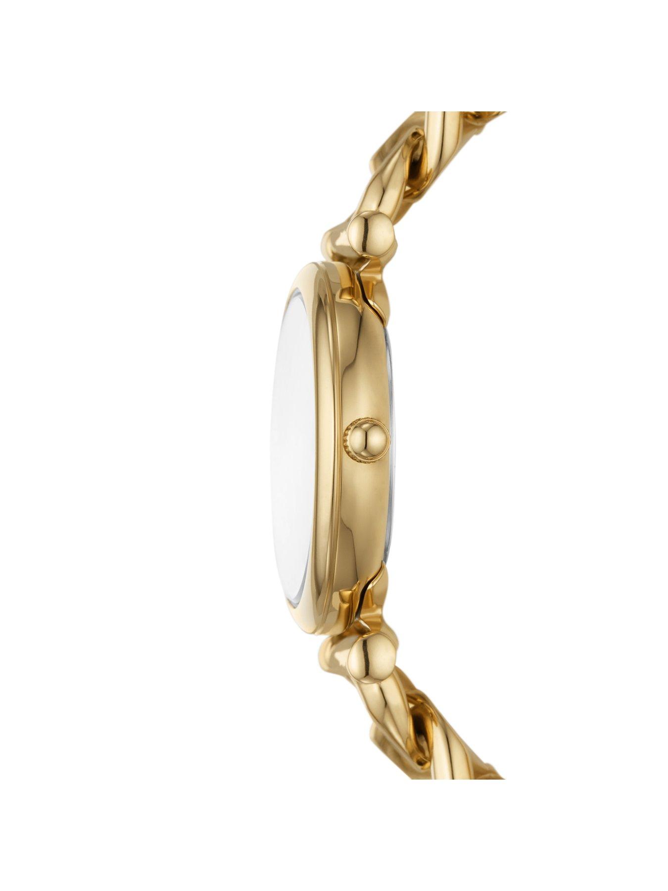  image of fossil-carlie-3-hand-gold-tone-stainless-steel-watch