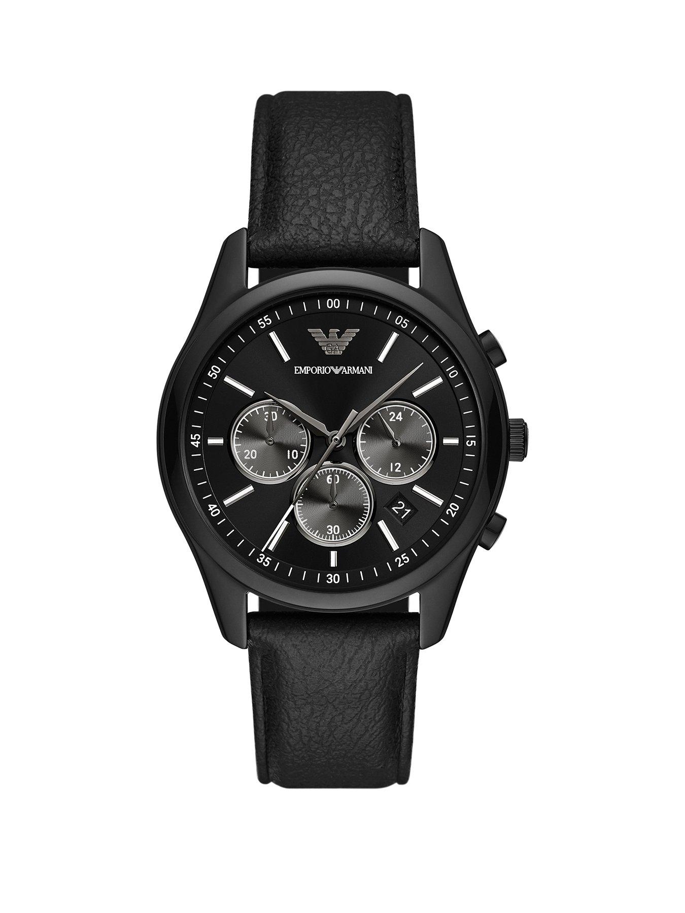 undefined Chronograph Black Leather Watch