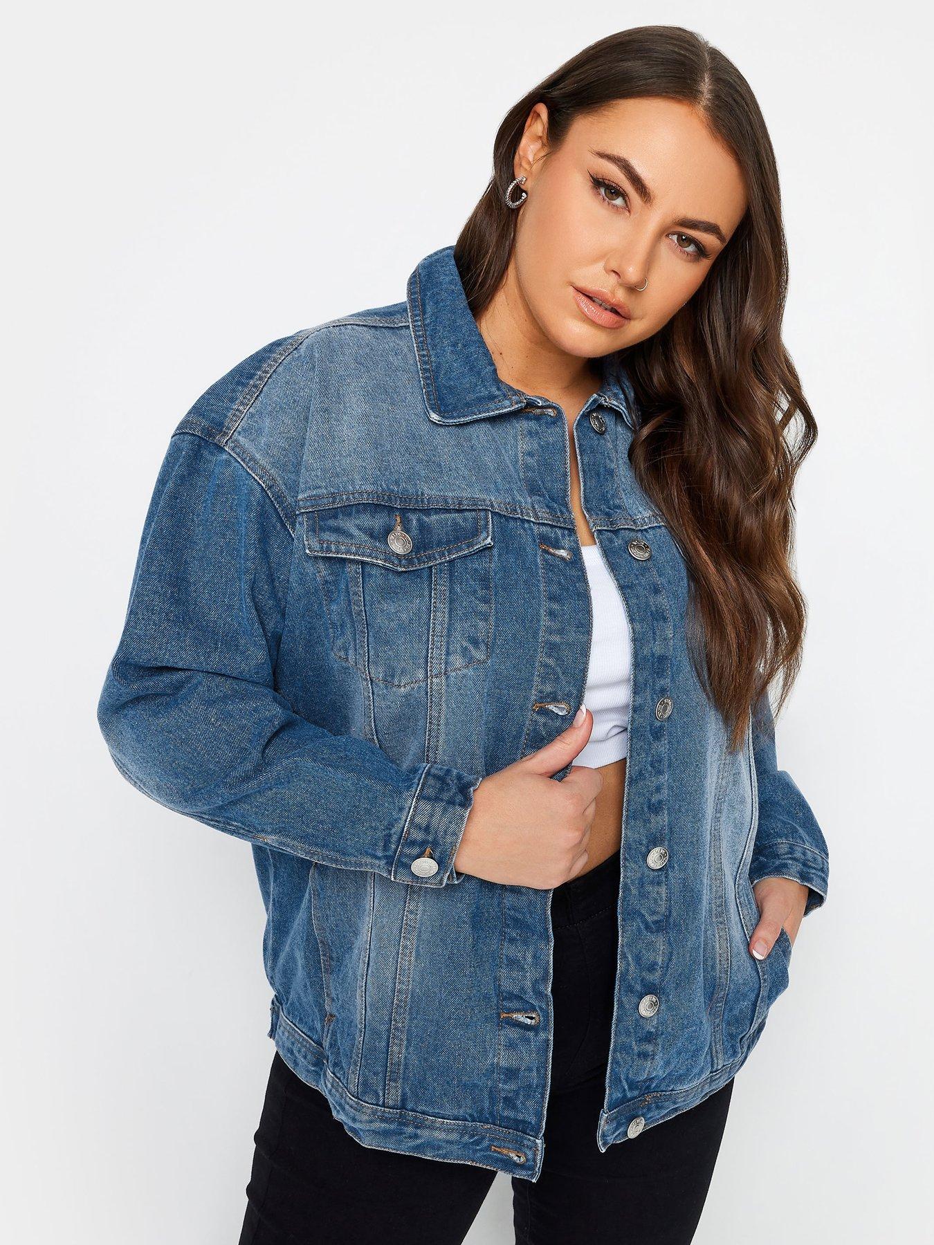  image of yours-curve-oversized-denim-jacket-blue-wash