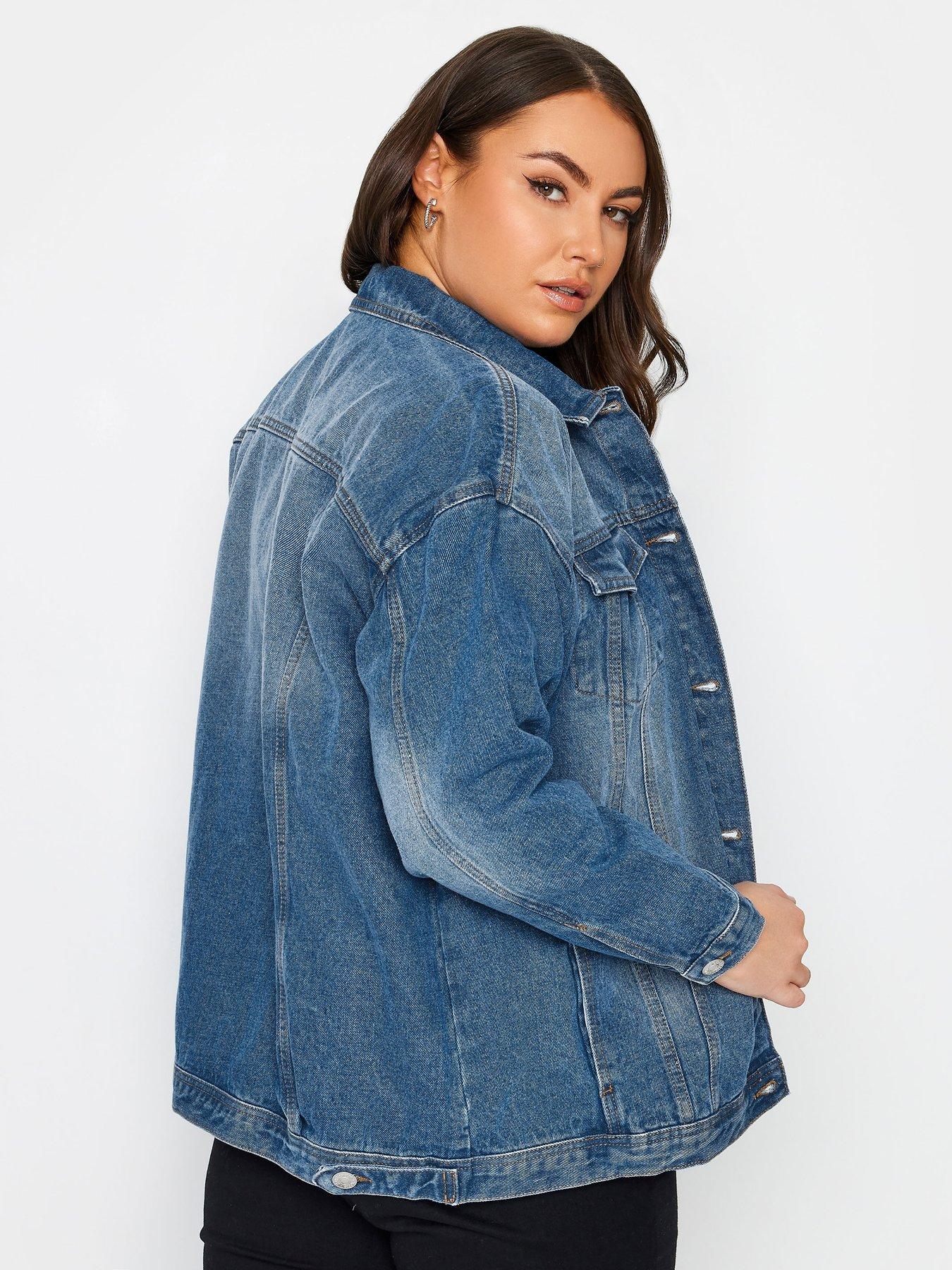 stillFront image of yours-curve-oversized-denim-jacket-blue-wash