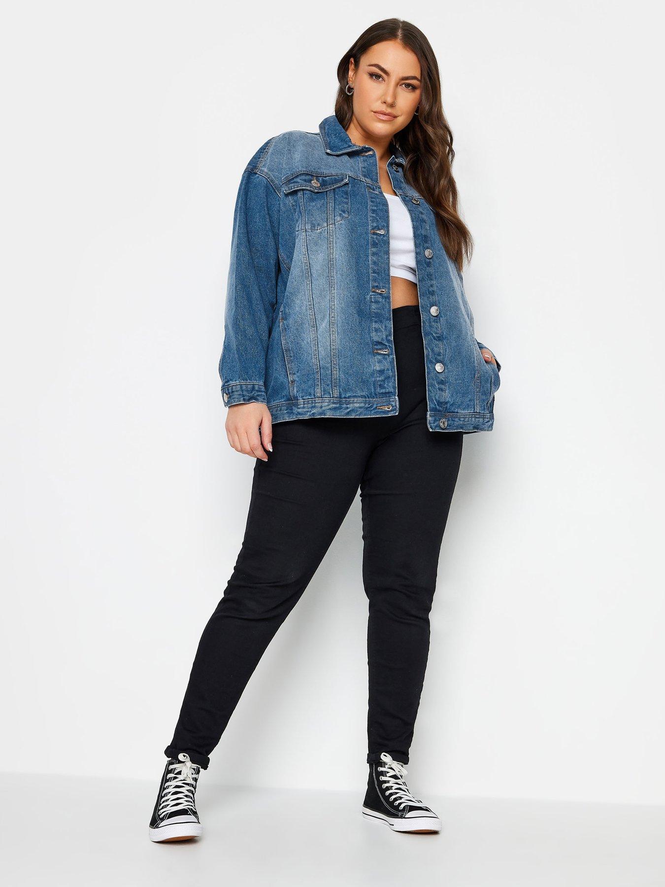  image of yours-curve-oversized-denim-jacket-blue-wash
