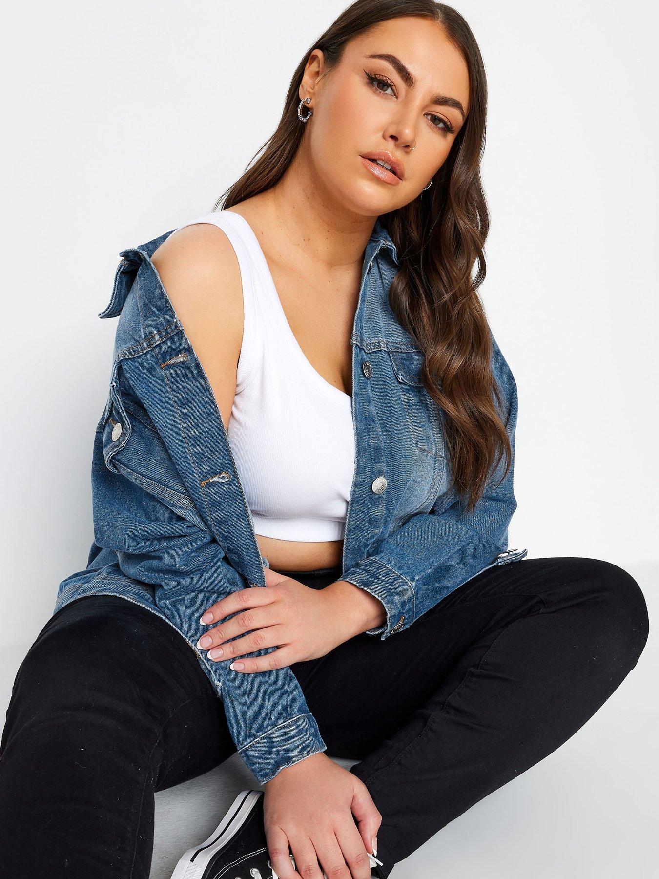  image of yours-curve-oversized-denim-jacket-blue-wash
