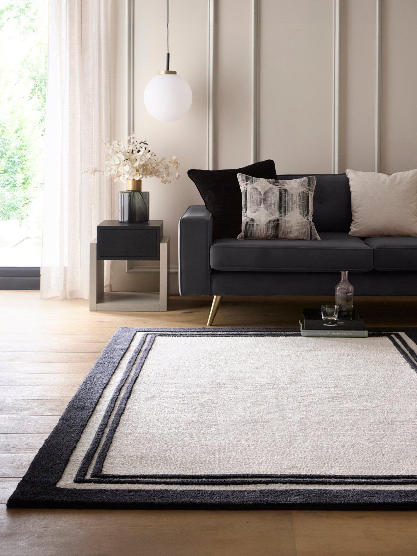 front image of the-very-collection-piper-100-wool-rug-blackwhite