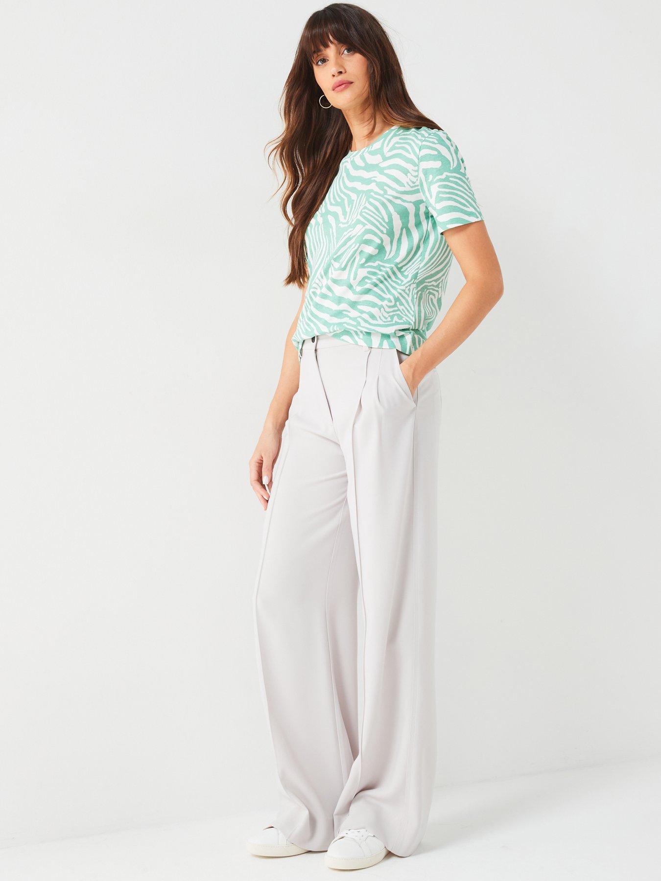  image of everyday-the-essential-printed-crew-neck-t-shirt-greenwhite