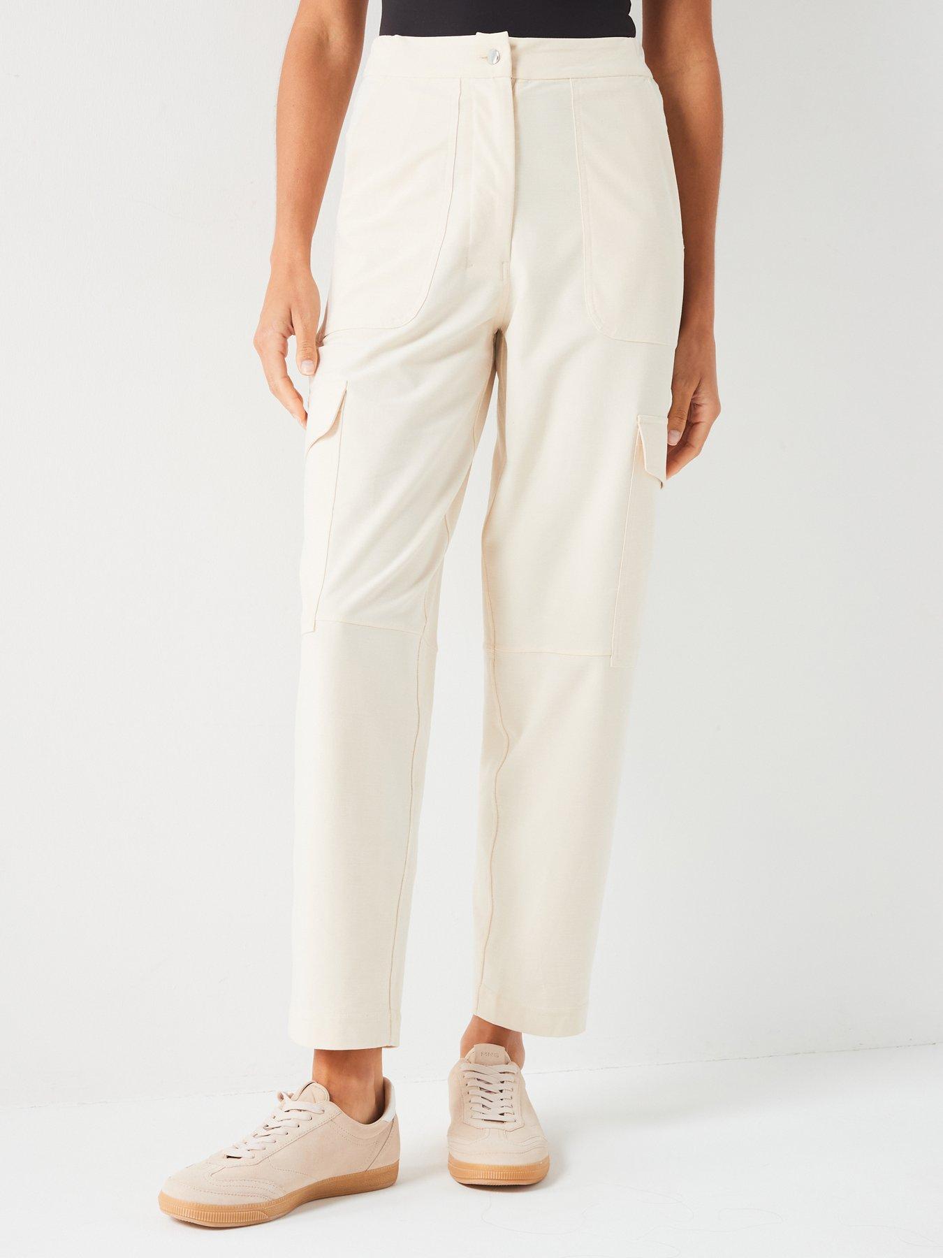 undefined Tapered Leg Cargo Trousers - Cream