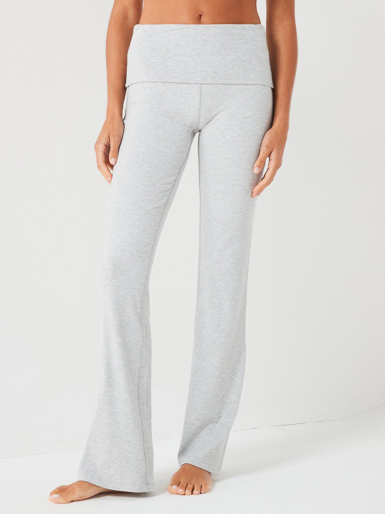 front image of everyday-ribbed-yoga-trouser-grey