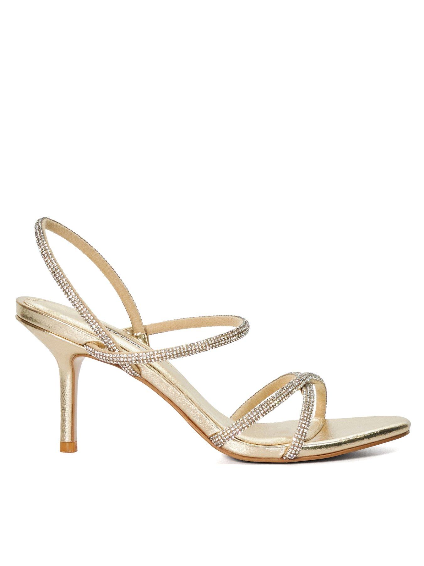 Dune London Milestones Embellished Strap High Heel Sandals - Gold ...