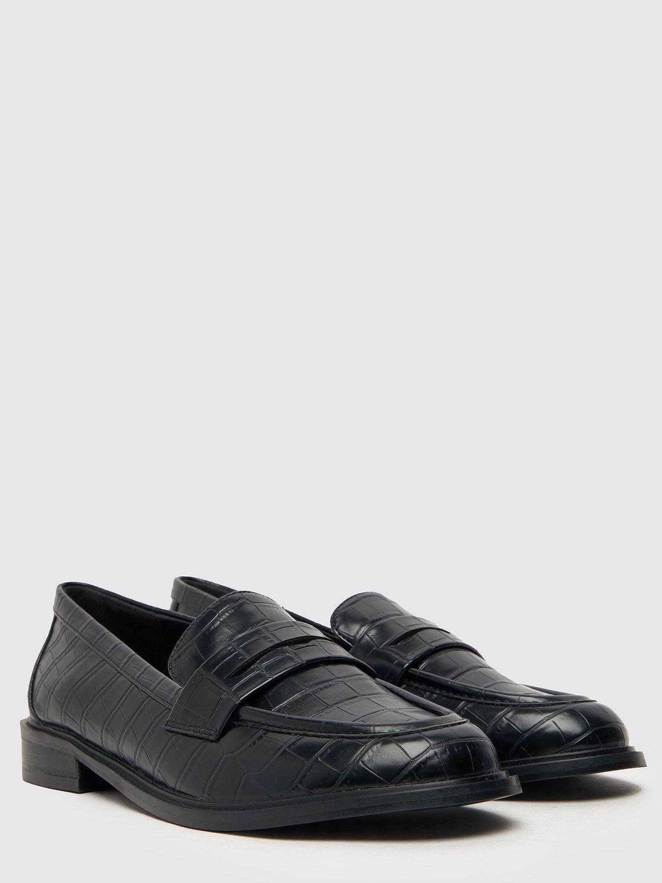 Schuh Lexa Mock Croc Loafer - Black | littlewoods.com