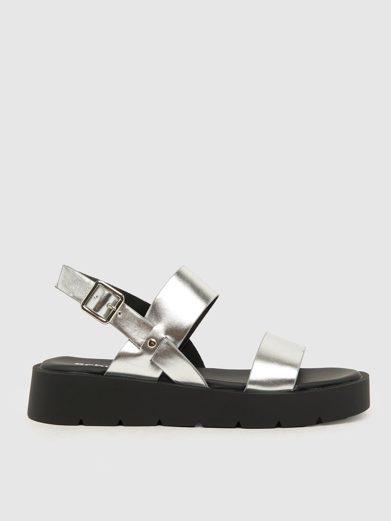 Schuh Tayla Chunky Buckle Sandal - Silver | littlewoods.com