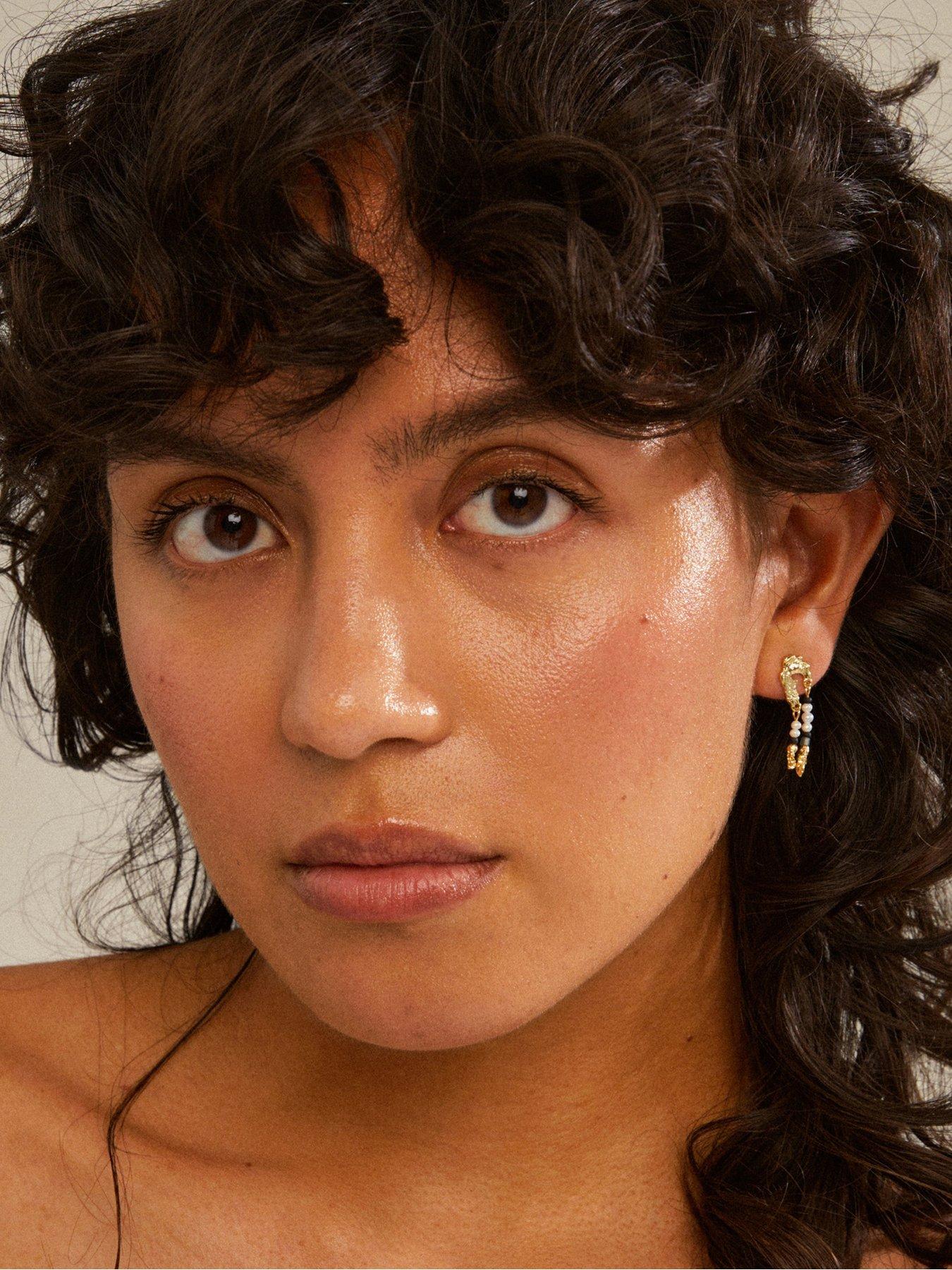  image of pilgrim-niya-earrings-multi-colouredgold-plated