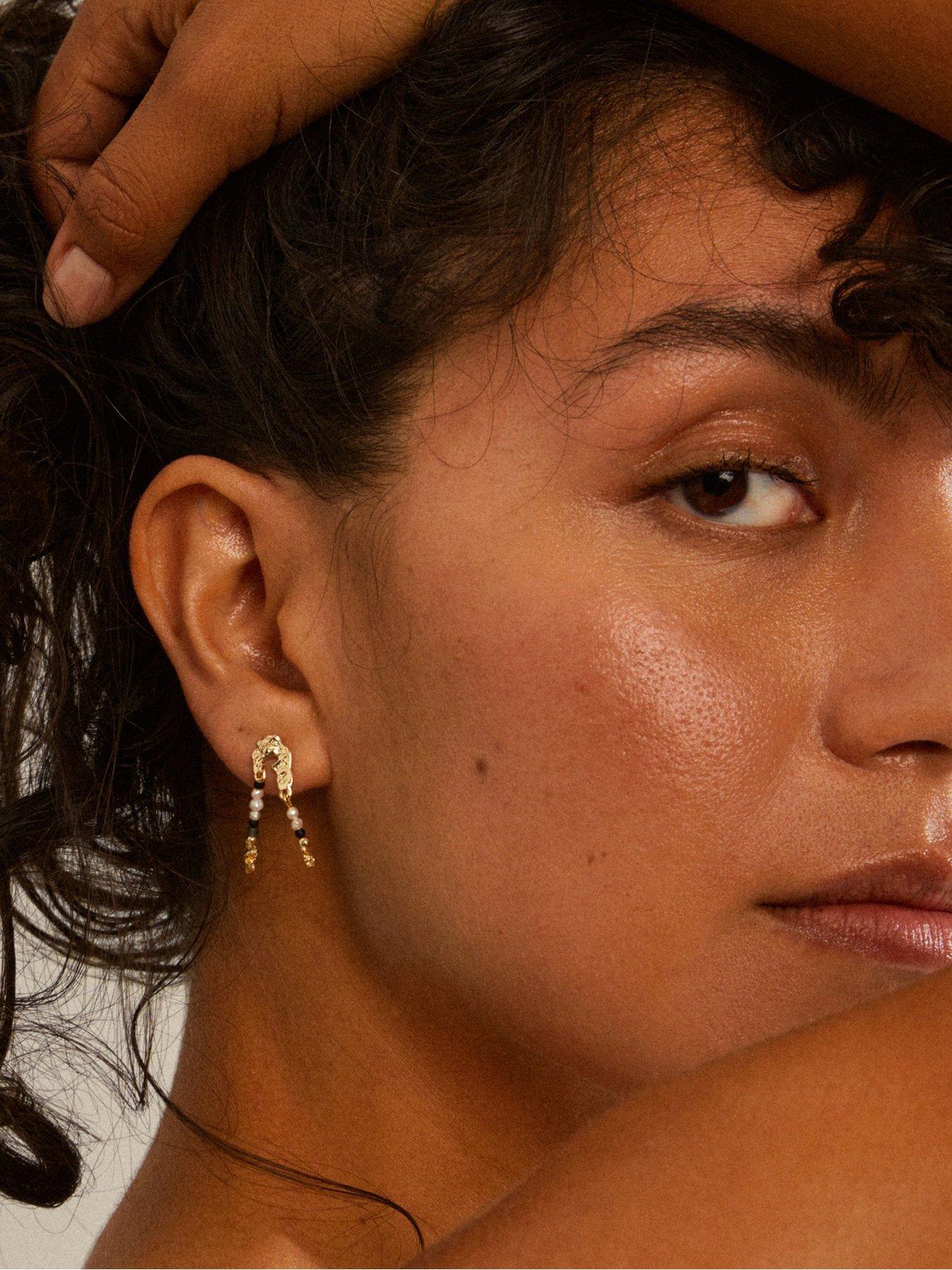  image of pilgrim-niya-earrings-multi-colouredgold-plated