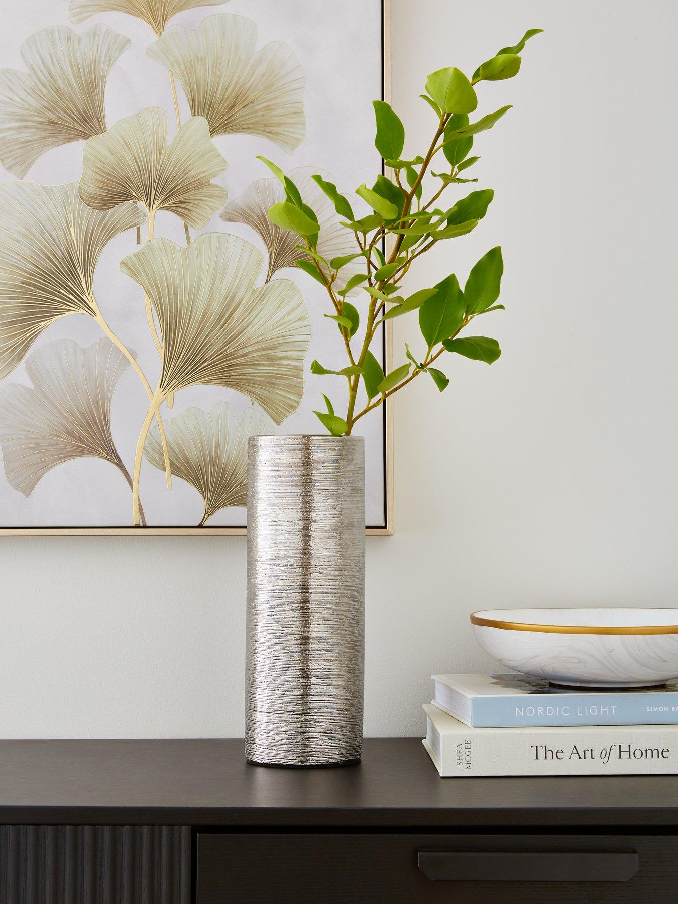 The Very Collection Silver Scratch Ceramic Cylinder Vase