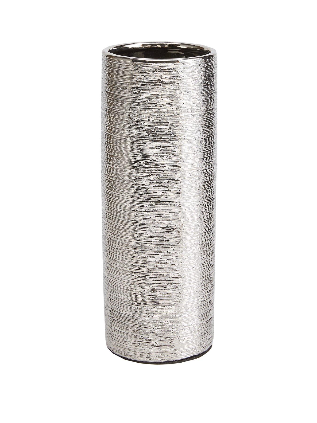 Image 2 of 5 of The Very Collection Silver Scratch Ceramic Cylinder Vase