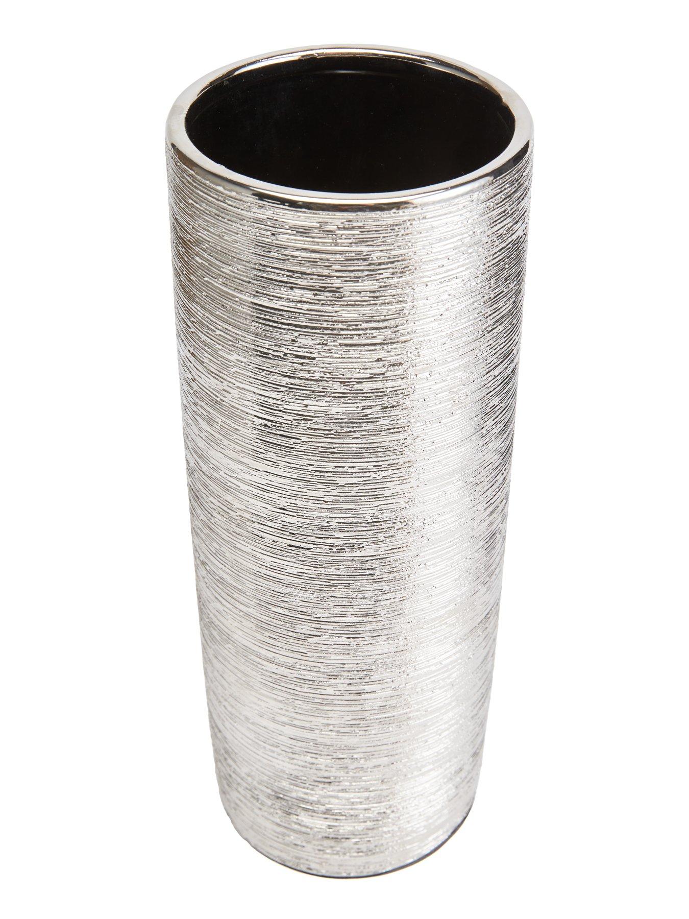 Image 3 of 5 of The Very Collection Silver Scratch Ceramic Cylinder Vase