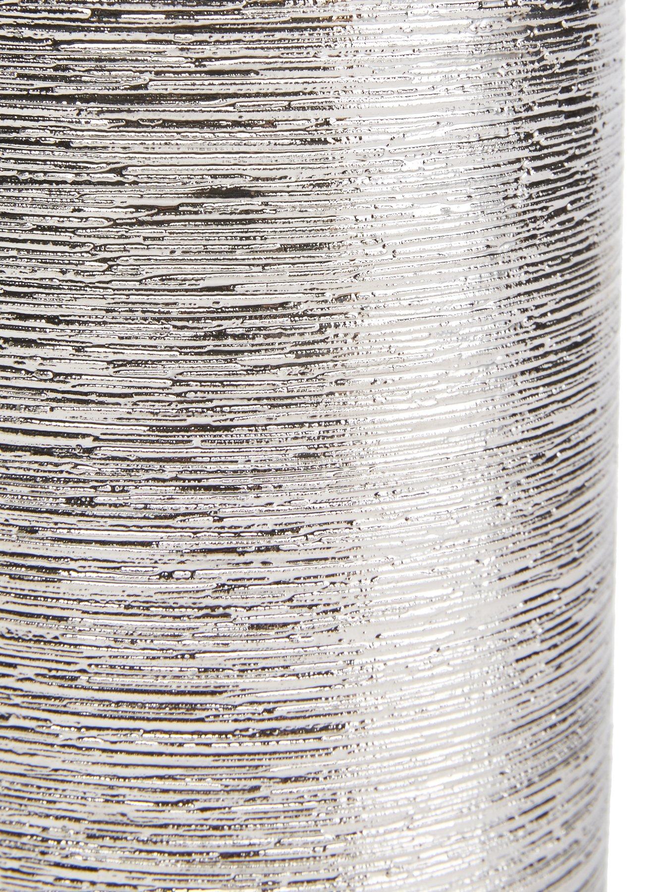 Image 4 of 5 of The Very Collection Silver Scratch Ceramic Cylinder Vase