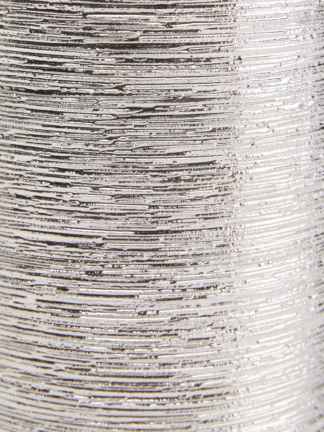 Image 5 of 5 of The Very Collection Silver Scratch Ceramic Cylinder Vase
