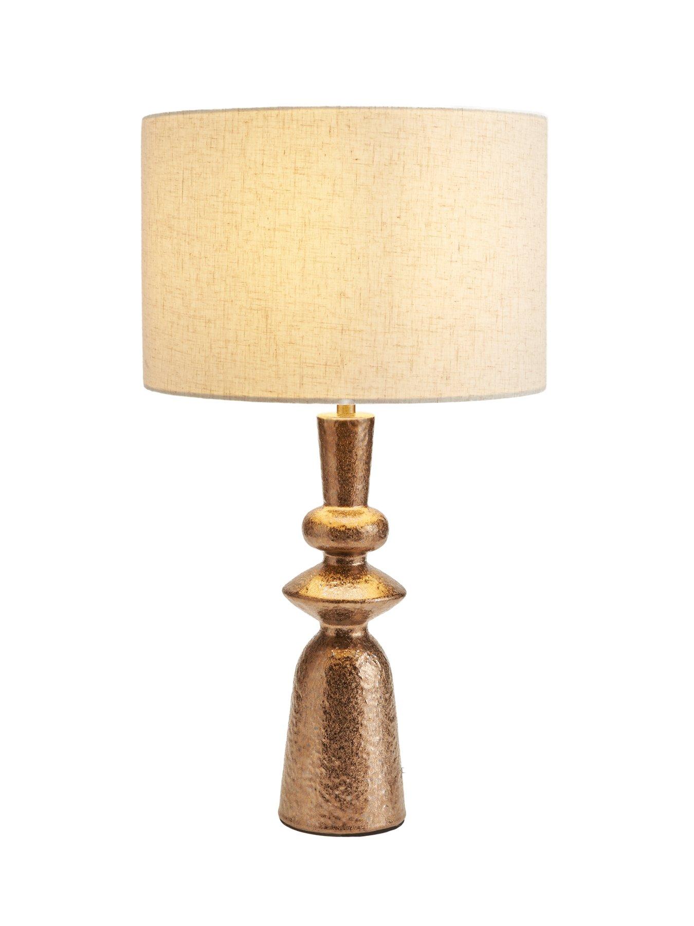 Image 3 of 6 of Very Home Totem Ceramic Distressed Bronze Table Lamp
