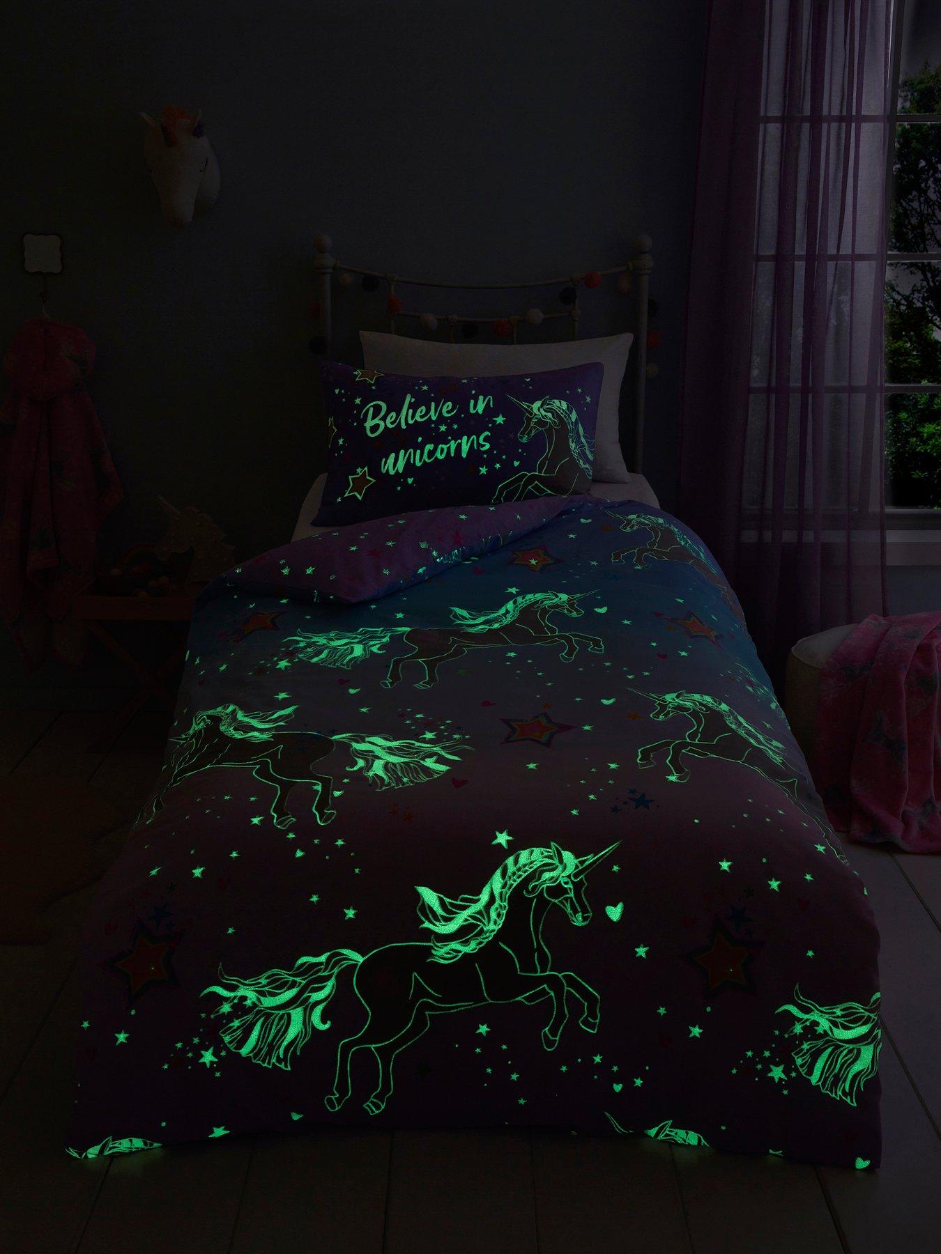  image of bedlam-ombre-unicorn-glow-in-the-dark-duvet-cover-set-multi