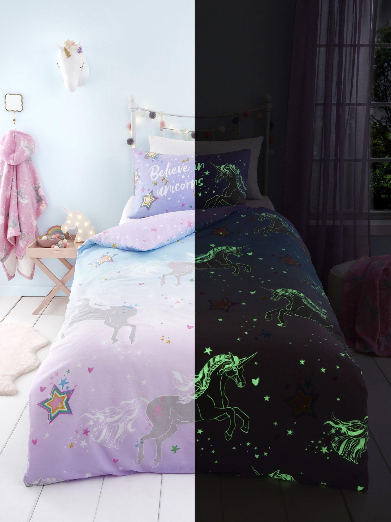  image of bedlam-ombre-unicorn-glow-in-the-dark-duvet-cover-set-multi