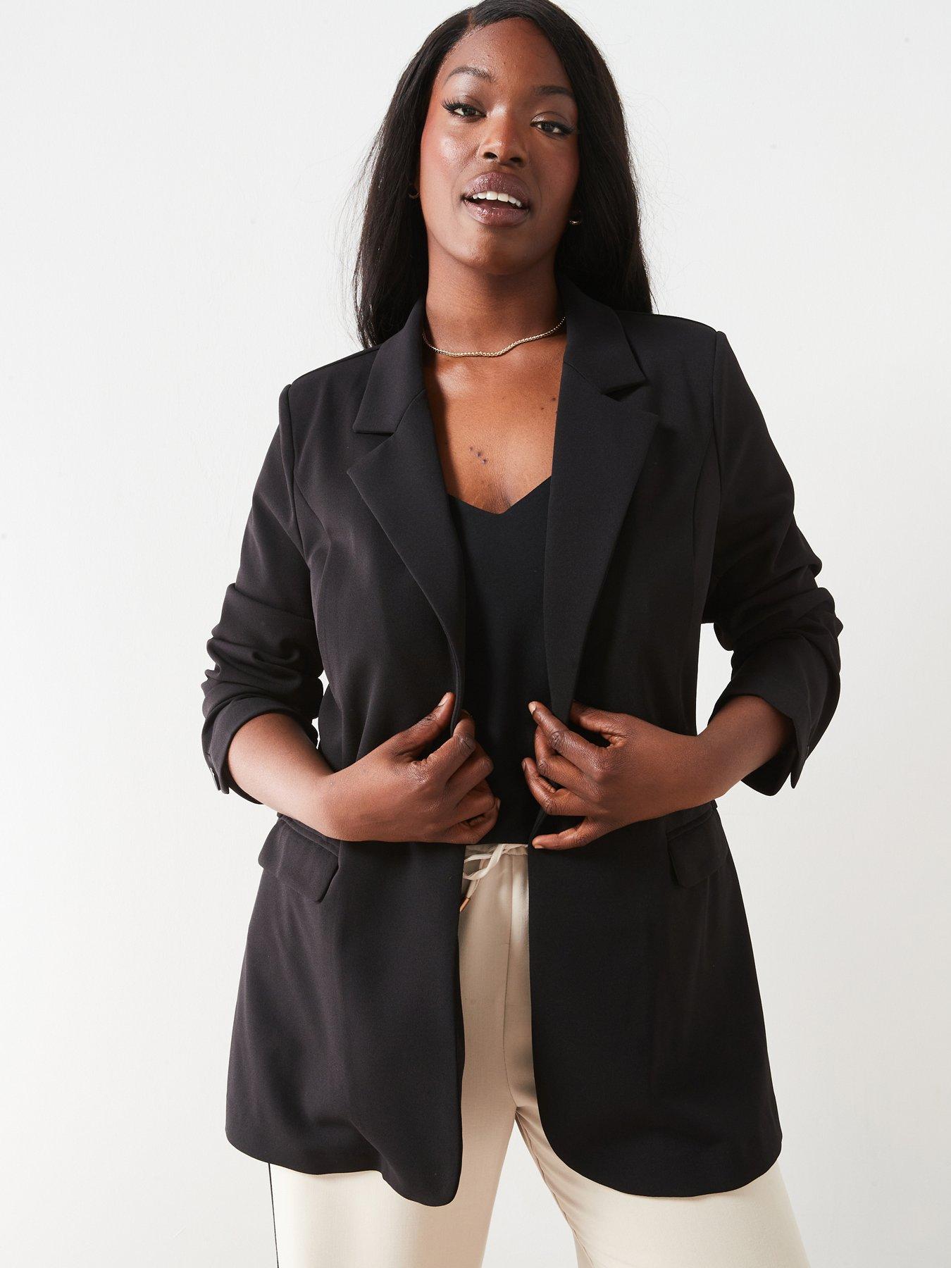 undefined Longline Stretch Blazer - Black