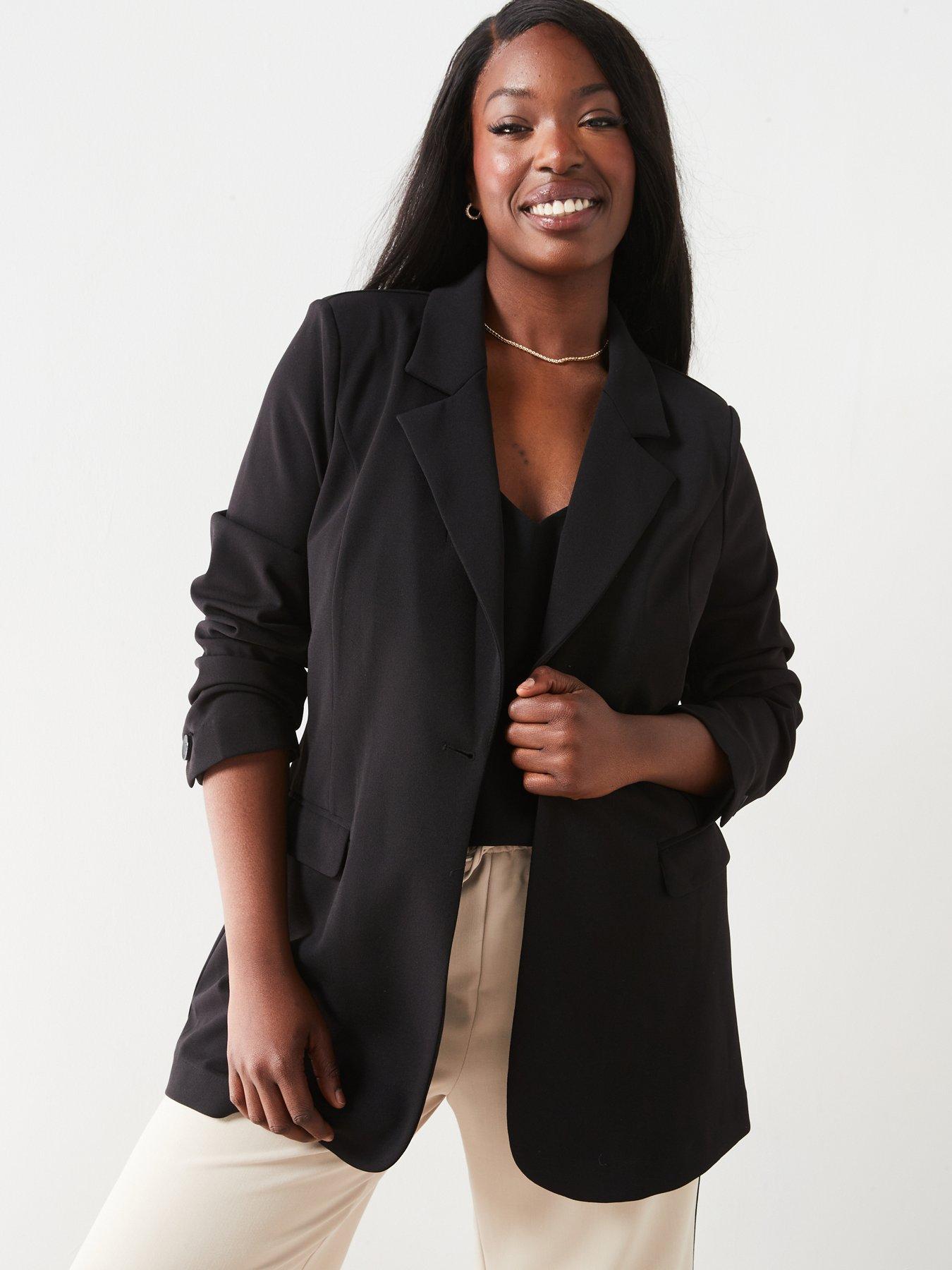  image of the-very-collection-curve-longline-stretch-blazer