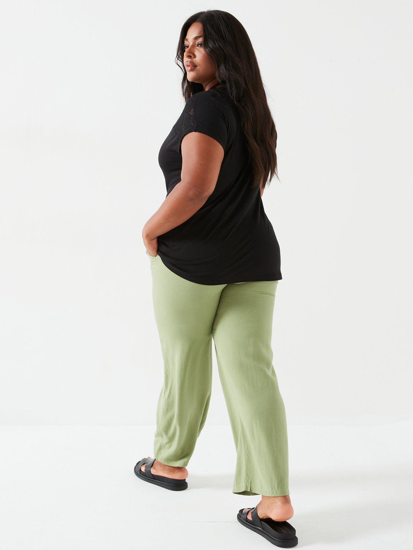 Image 2 of 5 of V by Very Curve Lace Yoke T-Shirt - Black