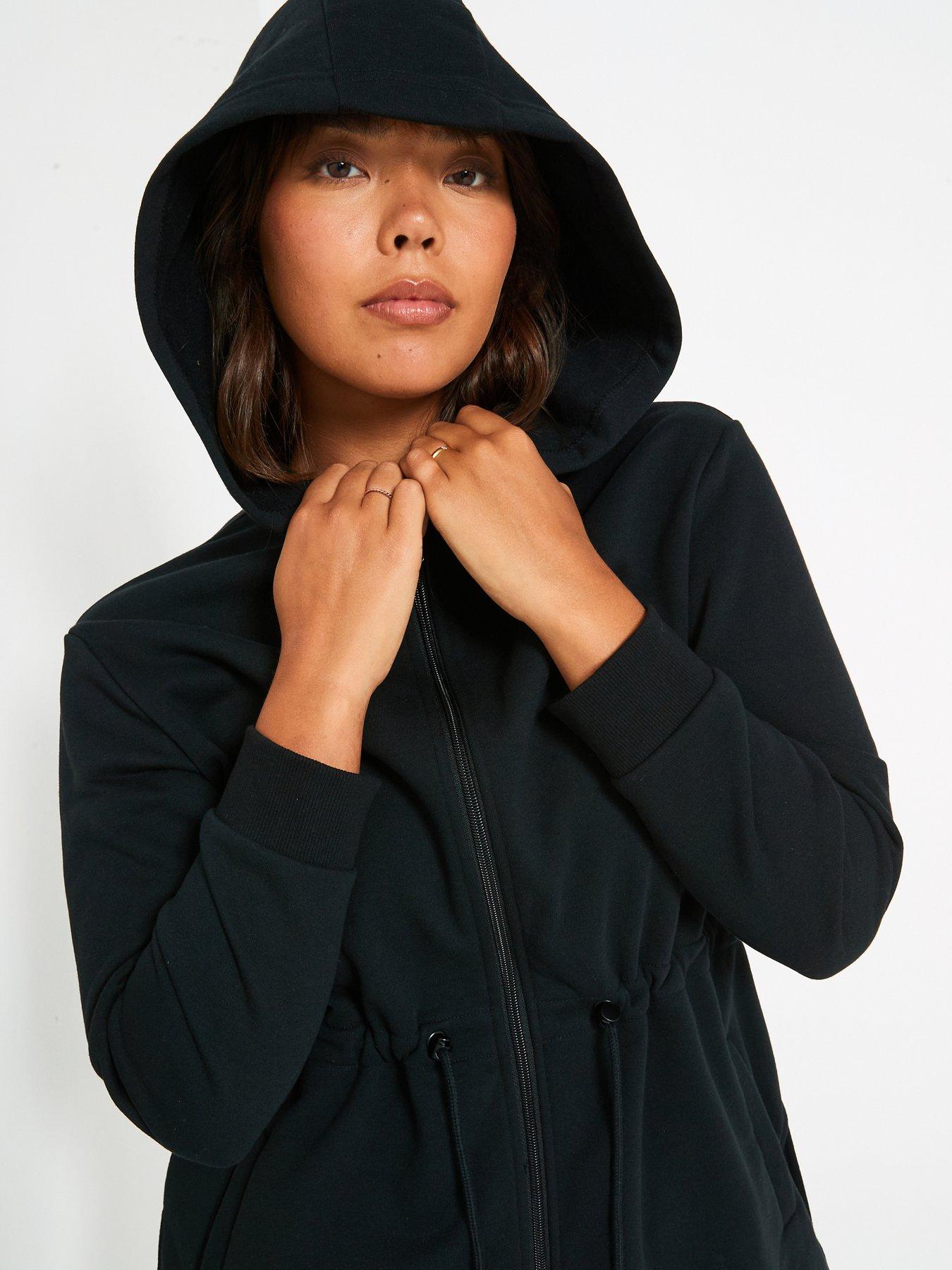 The Very Collection Zip Through Tie Waist Hoodie - Black | Littlewoods