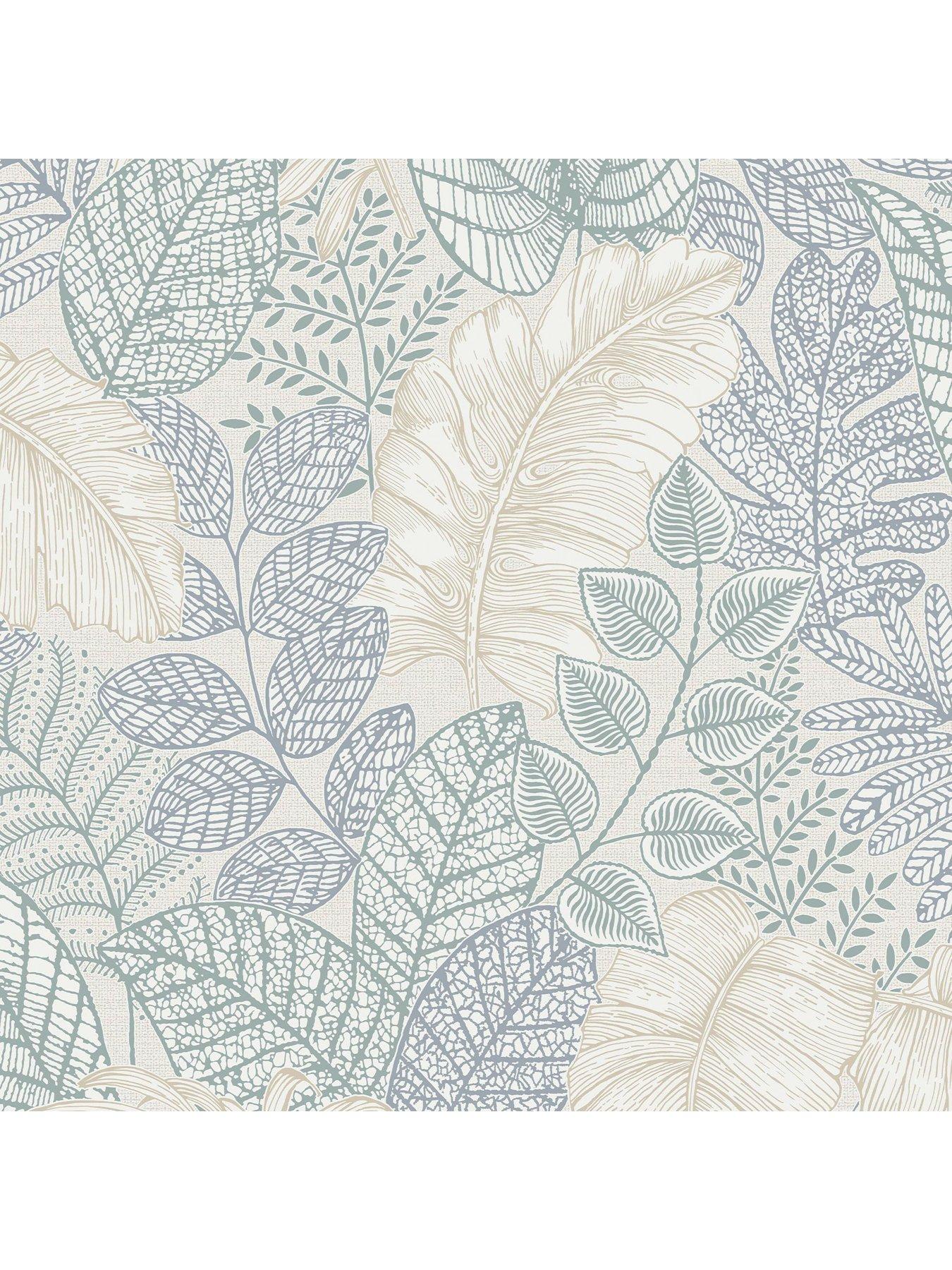  image of superfresco-easy-scattered-leaves-blue-green-wallpaper
