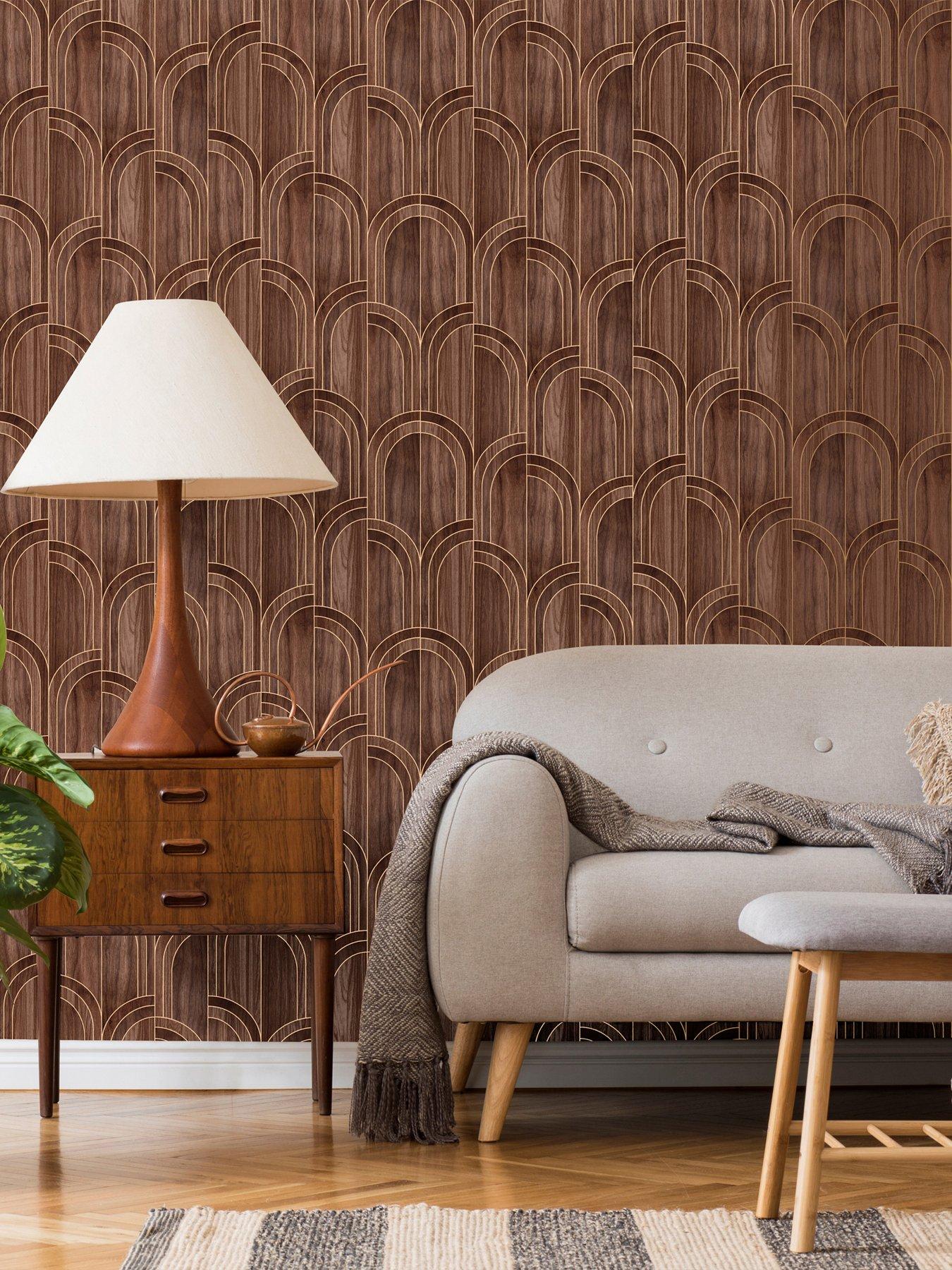 undefined Modella Wood Walnut Wallpaper