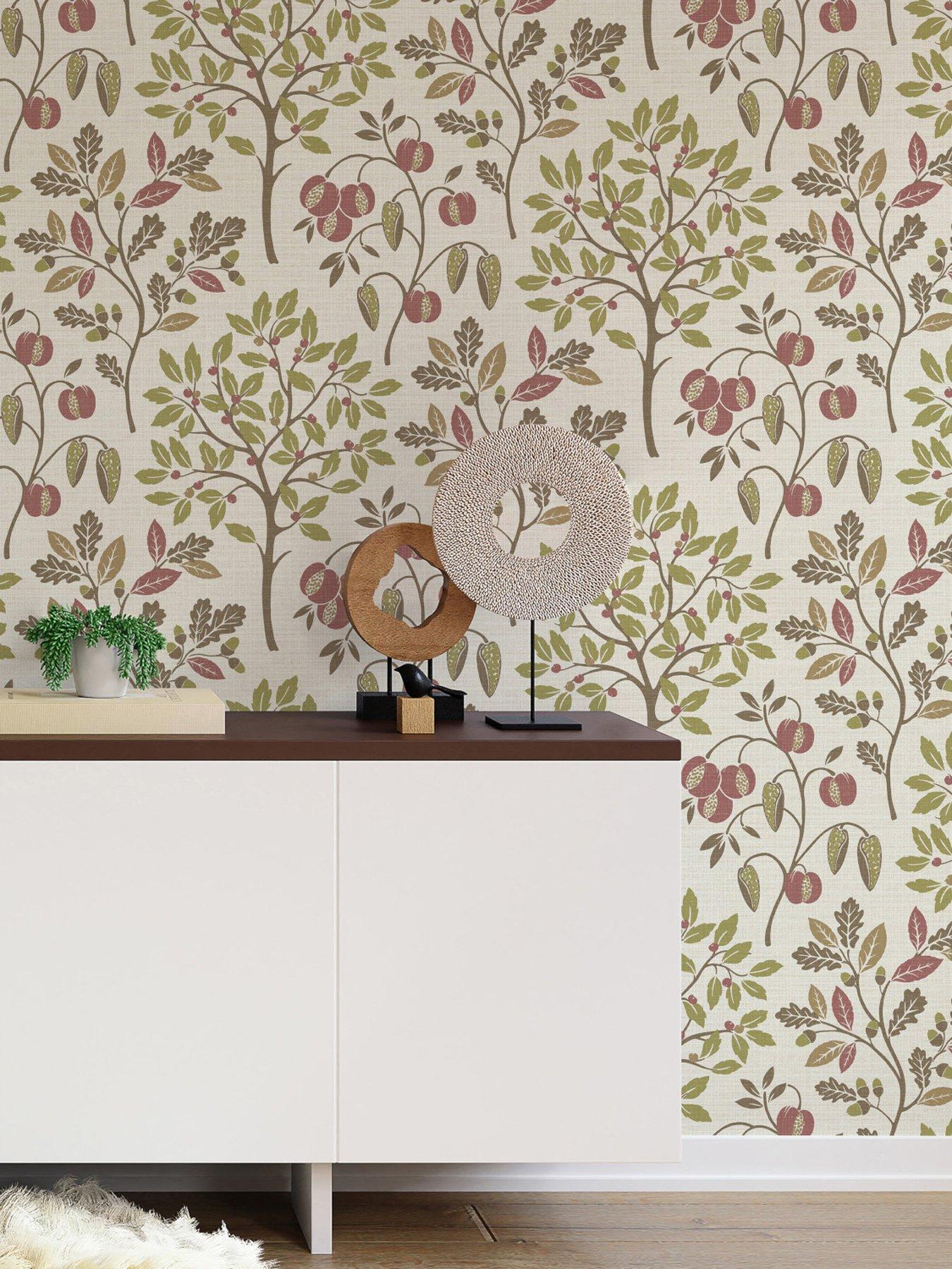 undefined Rowan Autumn Trees Wallpaper in Olive