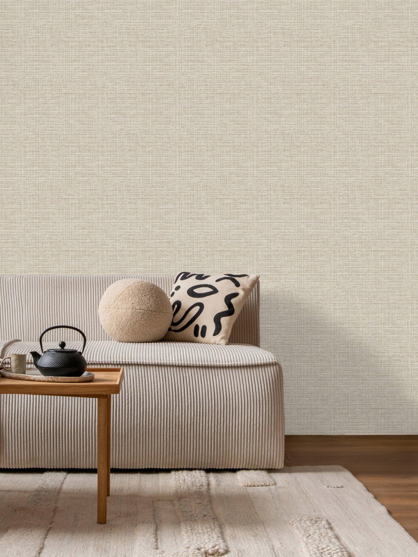 undefined Rowan Plain Textured Wallpaper – Taupe